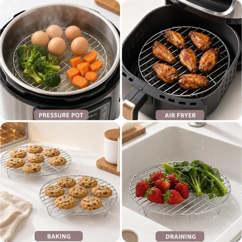 Grille de refroidissement ronde acier inoxydable 23 cm 2 pièces