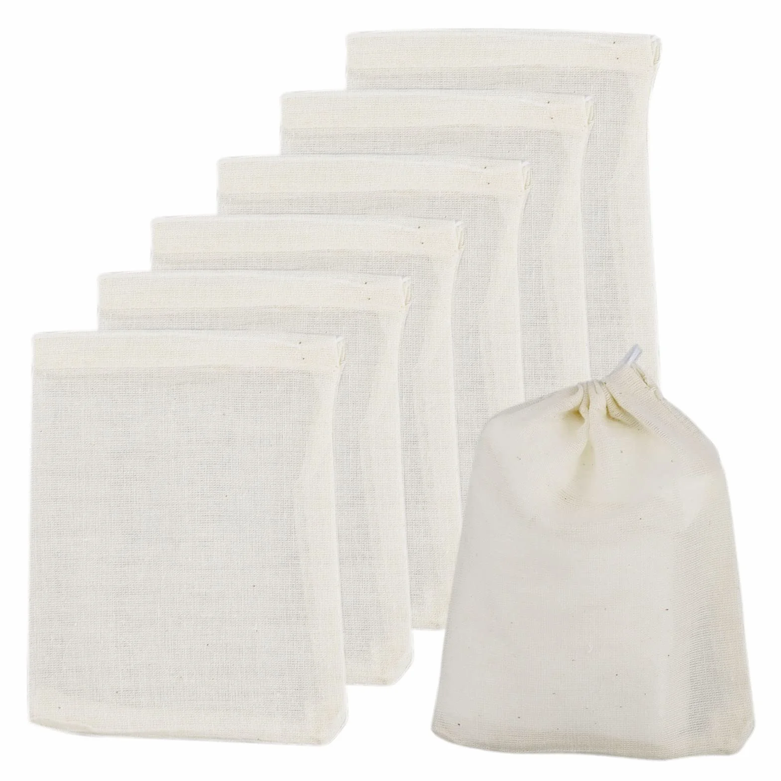 Sacs en mousseline de coton avec cordon de serrage 10 x 8 cm, lot de 50, réutilisables pour thé café épices
