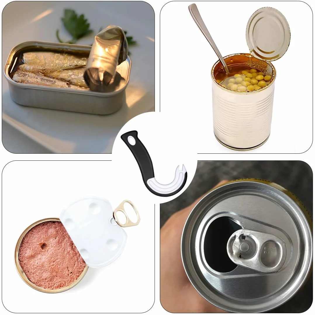 Ouvre-Boîtes à Crochets J, Ouvre-Boîte à Anneau Facile, Ustensile de Cuisine pour Boîtes avec Anneaux de Fermeture 1 Pièce