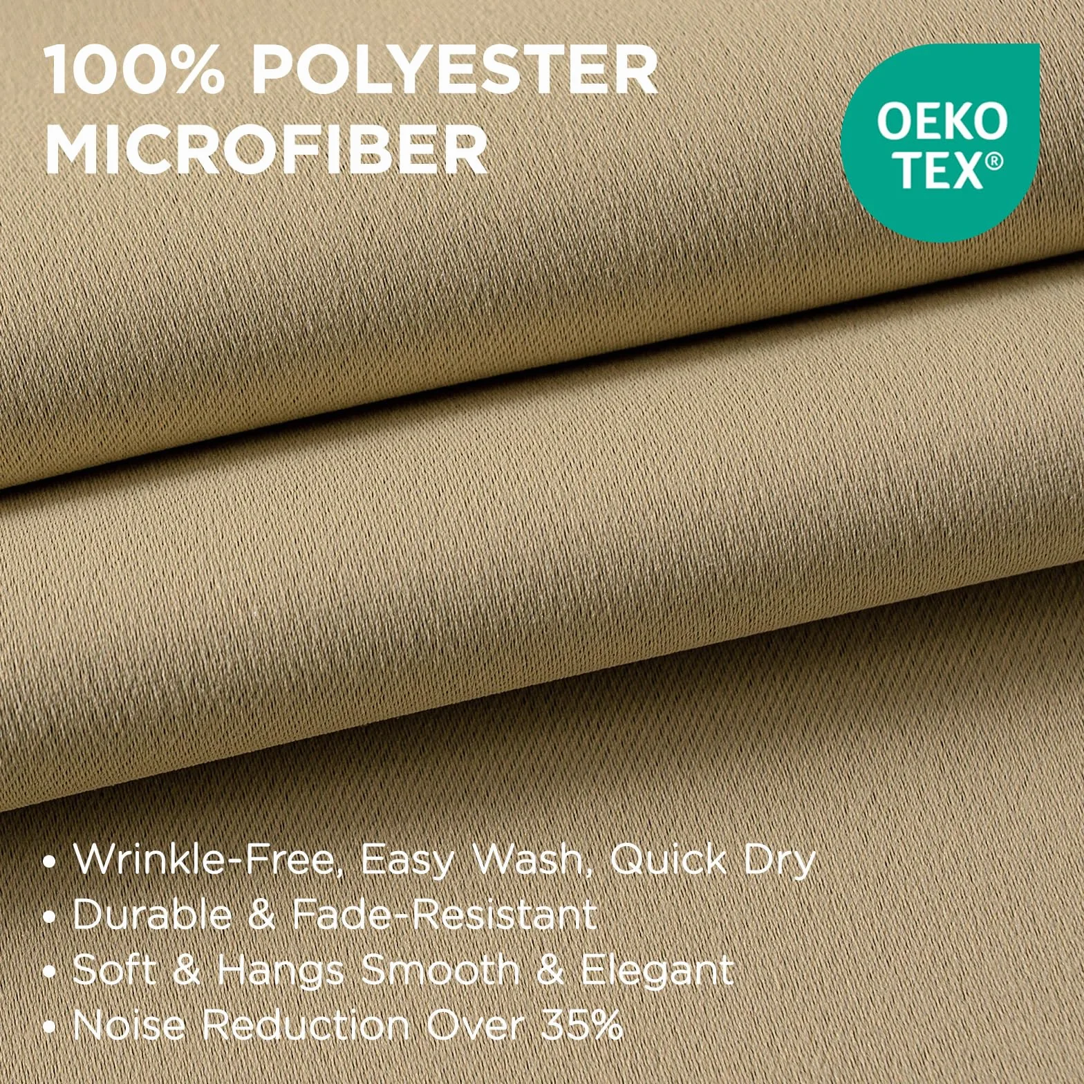 Joydeco Ensemble de 2 Rideaux Occultants Thermiques avec Œillets 106 x 183 cm Beige