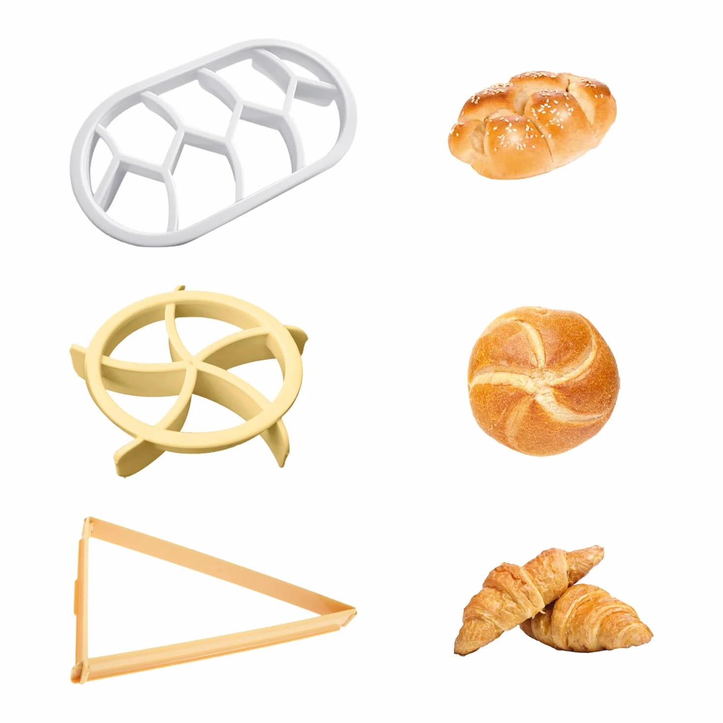 Machine à Pain 3 Pièces avec Moule à Croissant - Outils de Cuisson - Coupe-pain en Plastique