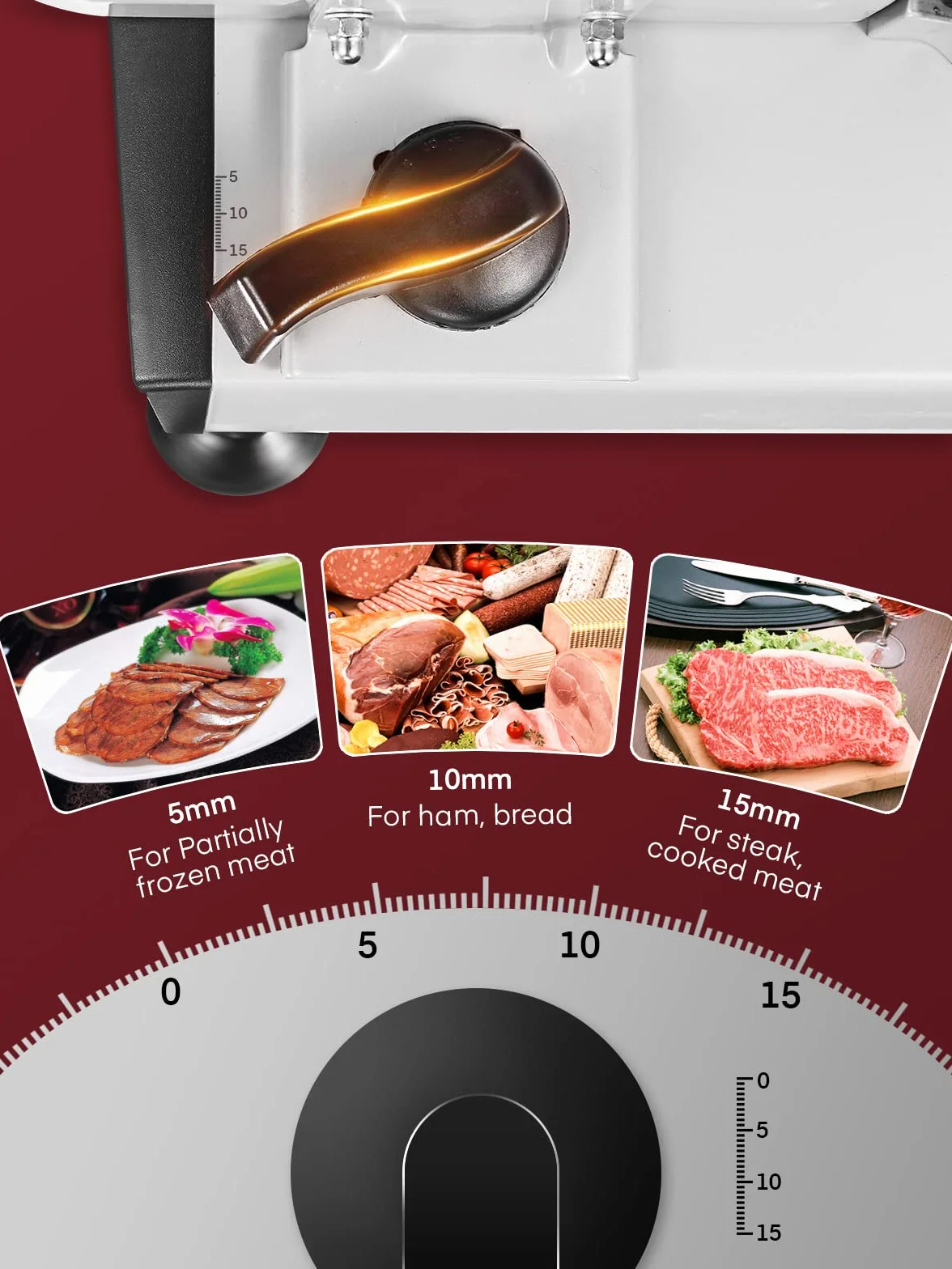 Trancheuse Électrique 200W 2 Lames 19 cm Jambon Saucisson Fromage Argent