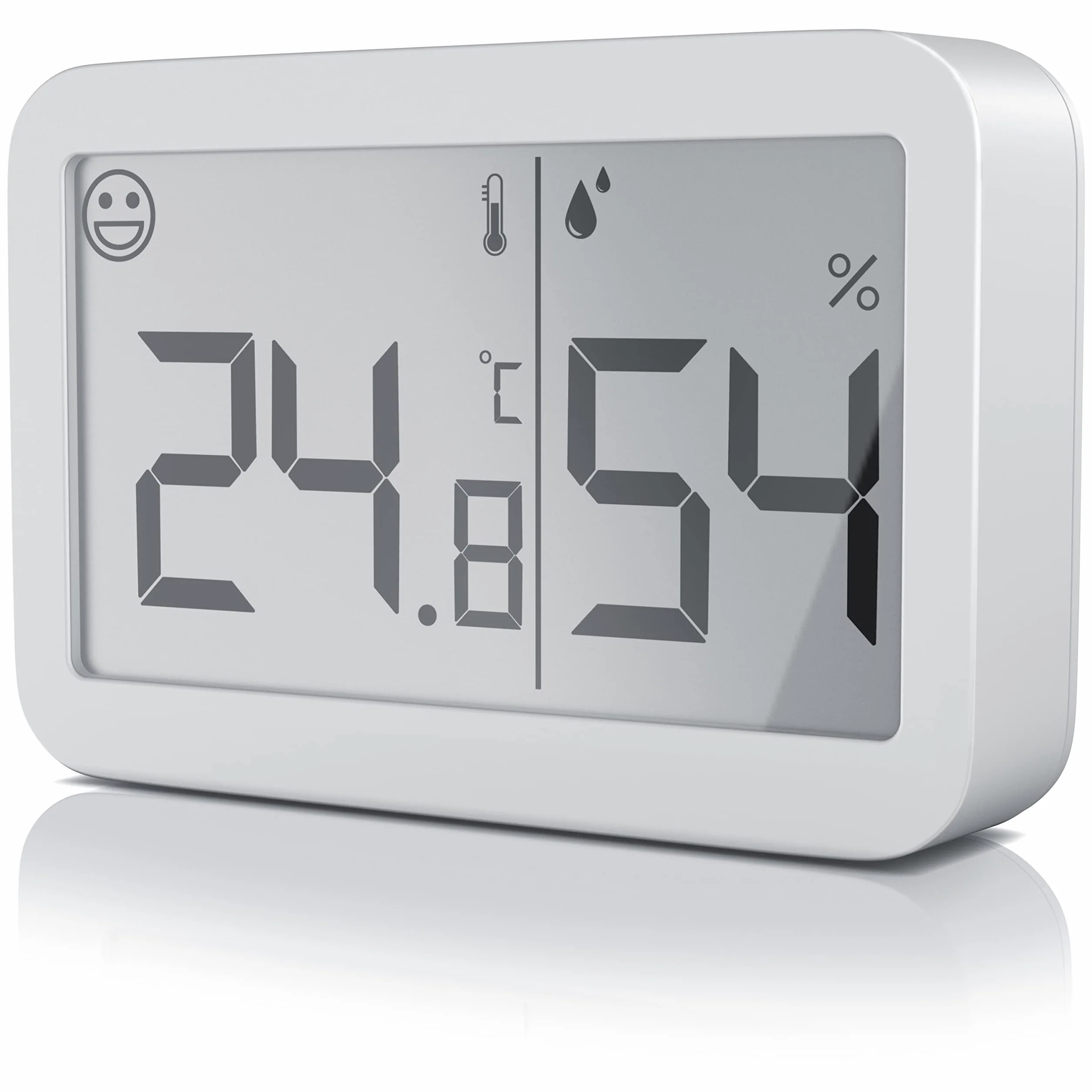 Thermomètre hygromètre digital d'intérieur, température et humidité, affichage LCD, blanc