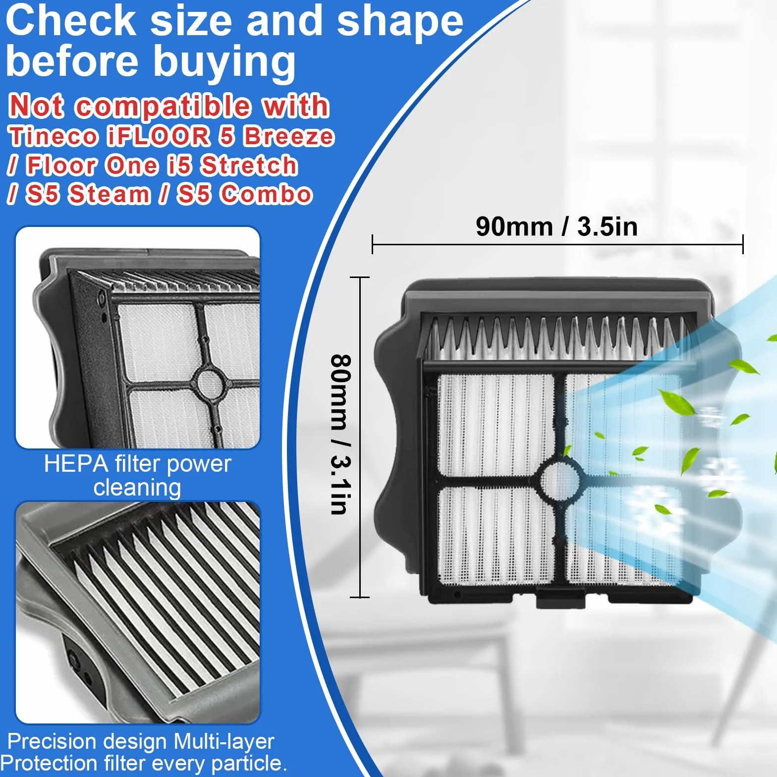 Tineco Floor One S5 Pro 2 Extreme Rouleau Brosse Rechange Filtre HEPA 2 Brosse 2 Filtre