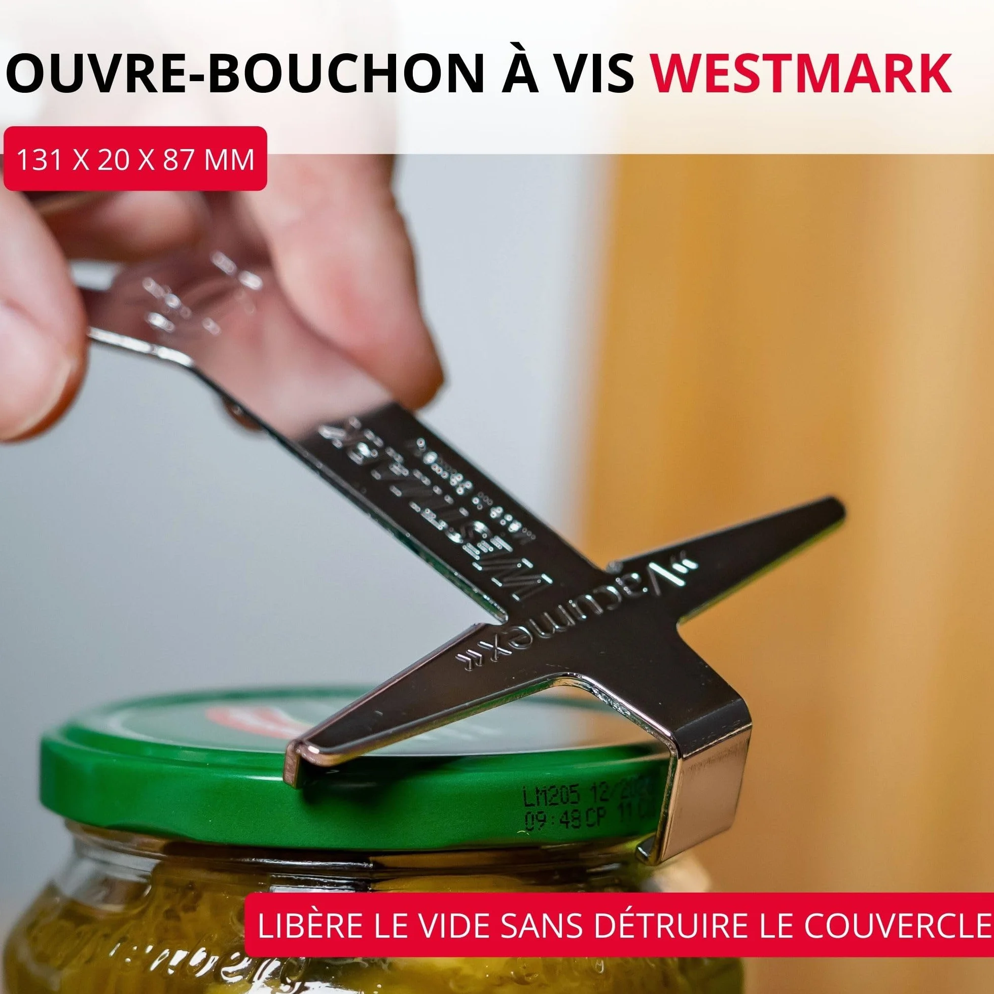 Westmark Ouvre-Bocal avec Décapsuleur 13,1cm Acier Chromé Argent