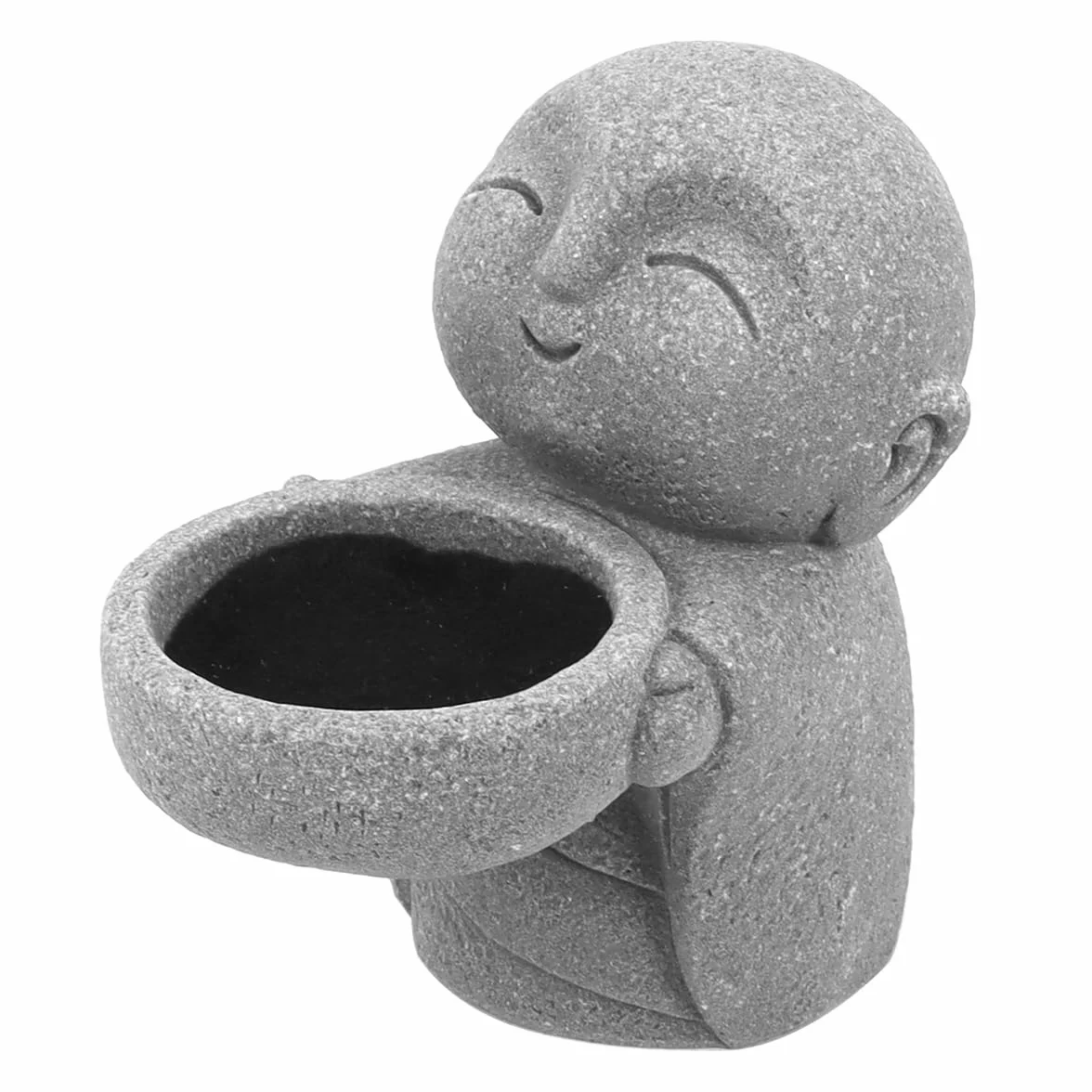 Statue Bouddha en grès imitation pierre bleue – Sculpture moine Jizo méditation zen décoration intérieur Feng Shui prospérité