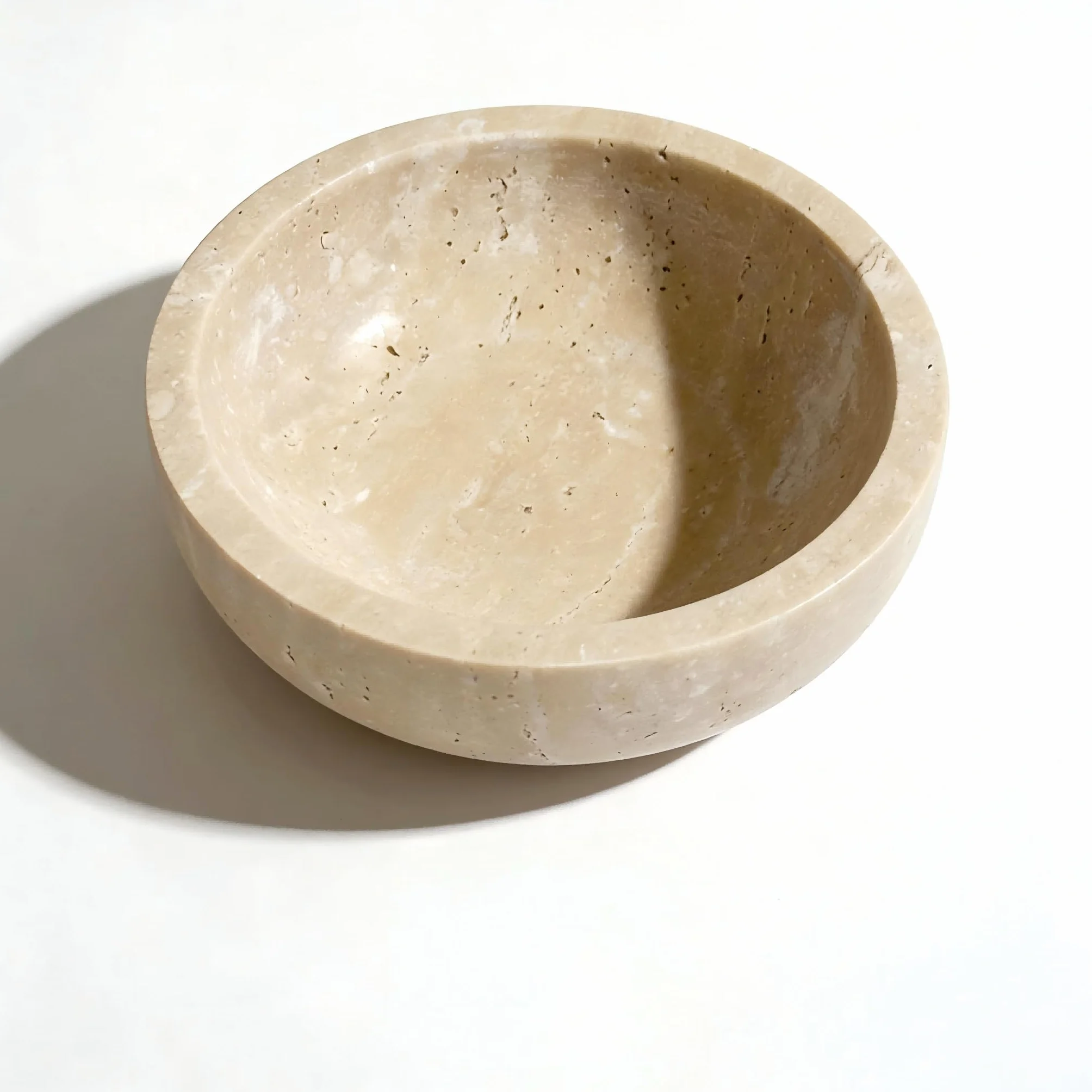 Petit bol rond décoratif en marbre 15 cm pierre naturelle pour décoration d'intérieur beige