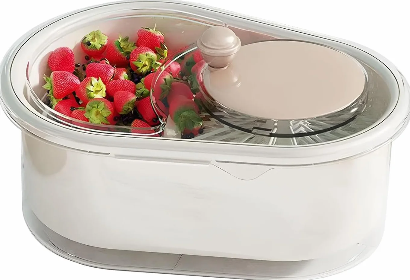 Écumoire à fruits portable avec couvercle lave-fruits légumes brosse cuisine Blanc