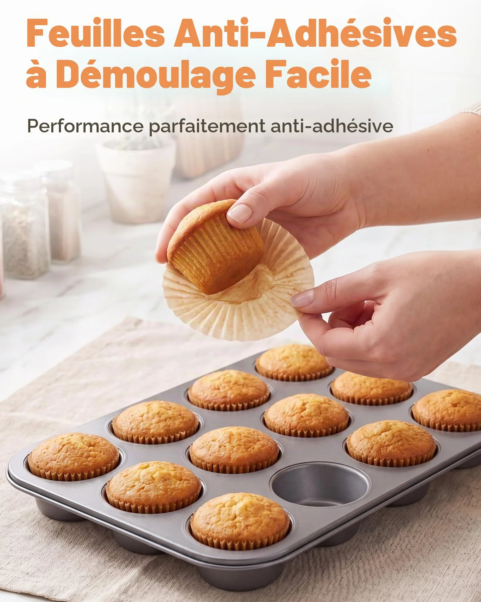 Caissette Muffins Papier 200 pièces Standard Naturel Moule Parchemin Résistant à la Graisse Non Blanchi