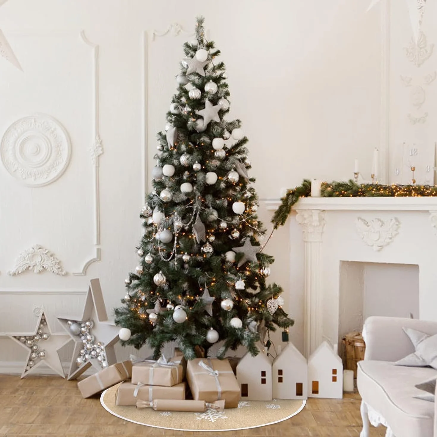 Jupe de Sapin de Noël en Toile de Jute Rustique 75cm