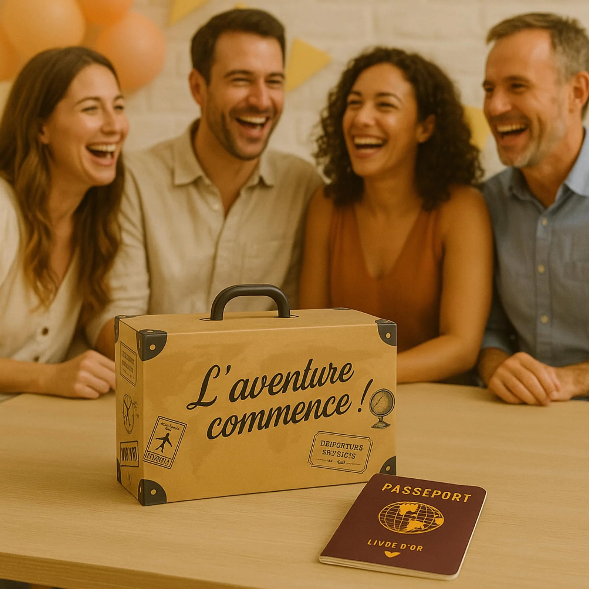 Urne Voyage Valise 30x20x10 cm avec Livre d’Or Passeport pour Mariage Décoration Thème Voyage