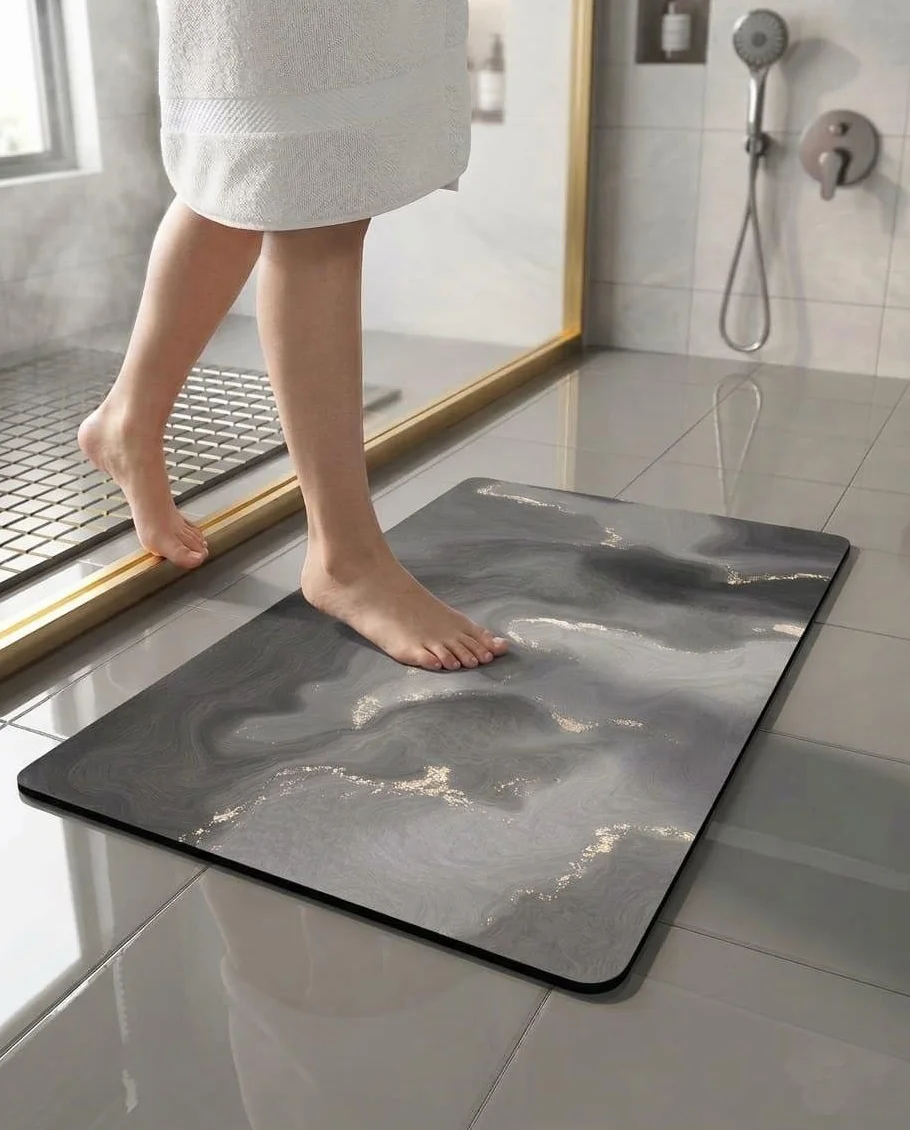 Tapis de Bain en Pierre de Diatomée Super Absorbant et Antidérapant
