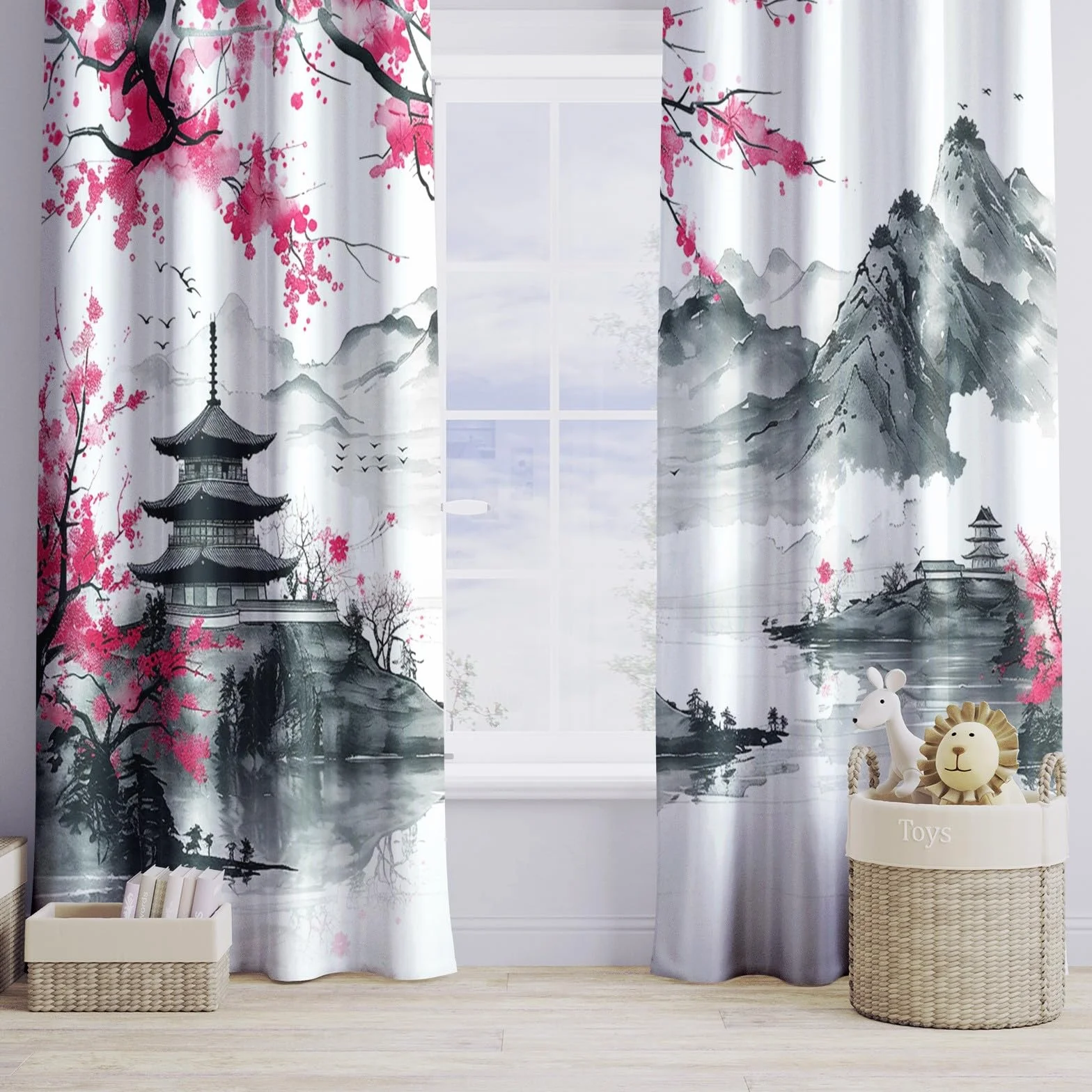 Rideaux Occultants 3D Perles Et Fleurs 75x166 cm 2 Panneaux Thermique Sonore Oeillets Décoration Salon Chambre