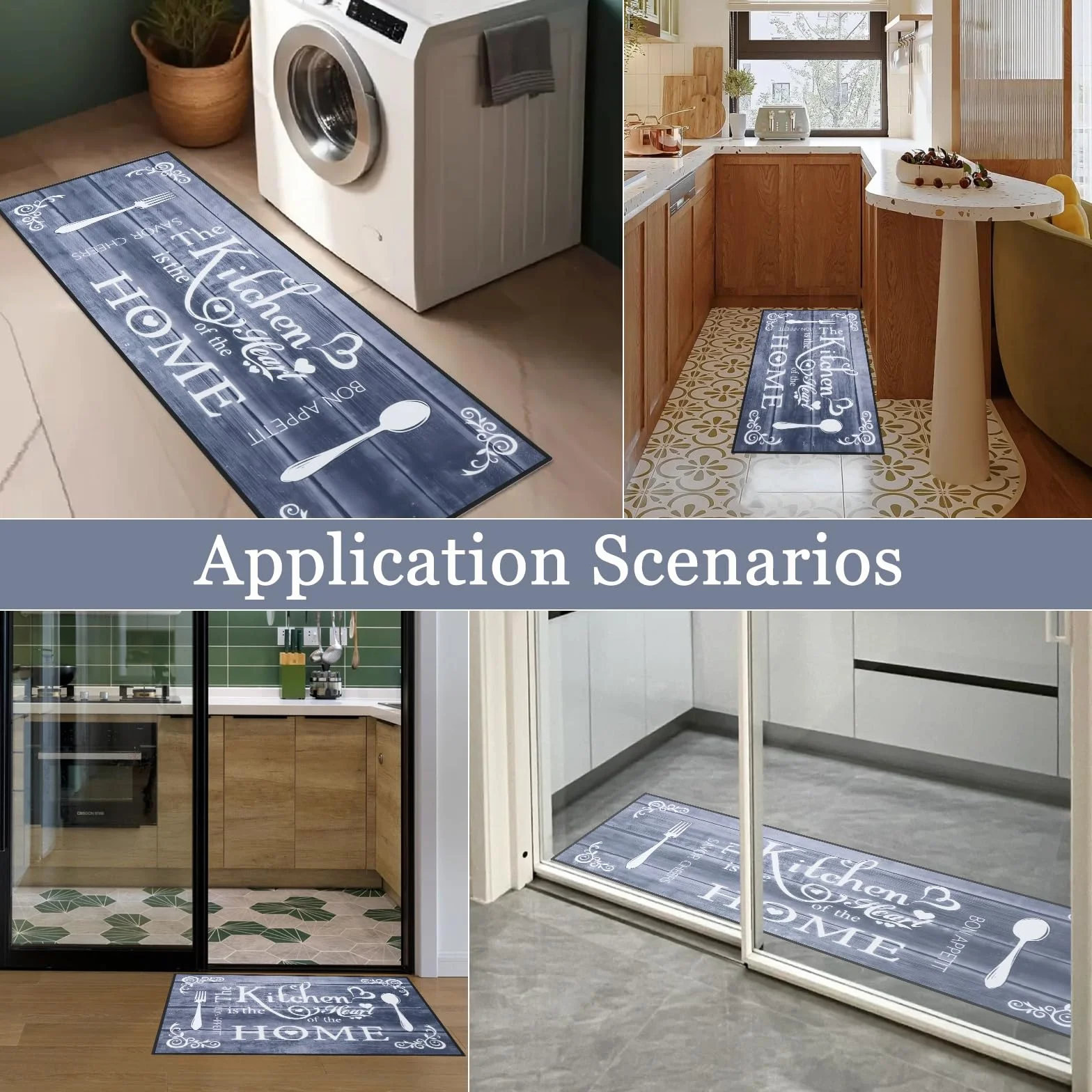 Tapis de Cuisine Boho 2 pièces, Lavable, Antidérapant pour Sol