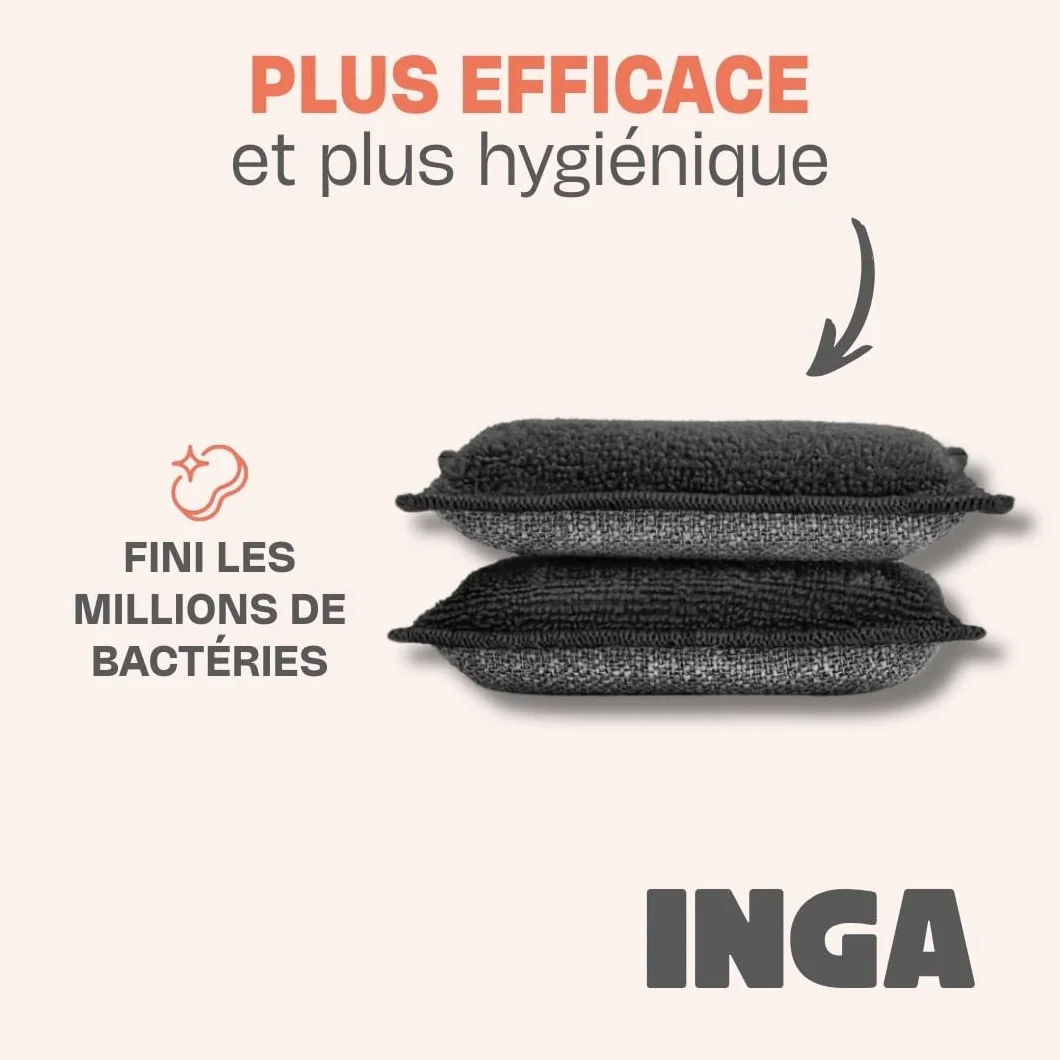 Eponges Réutilisables Lavables INGA 2 Pièces Fabriqué en Europe