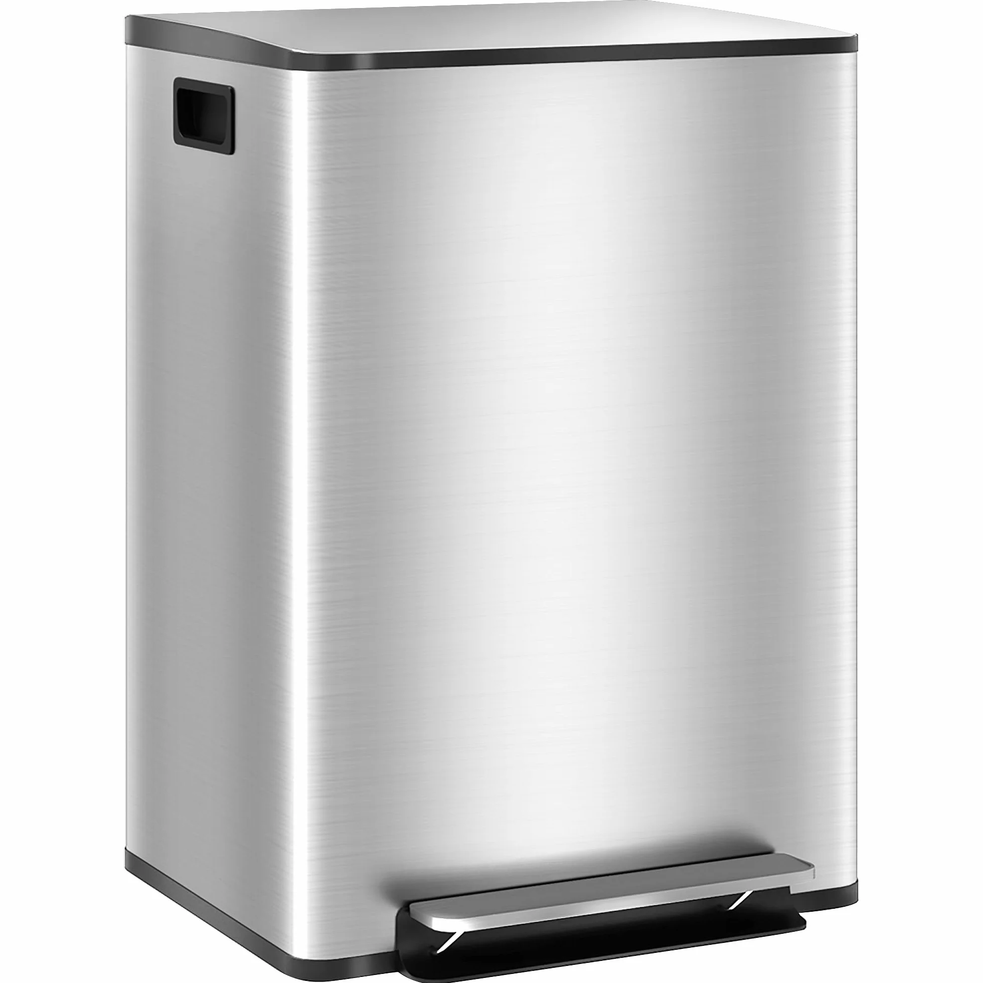 HOMCOM Poubelle de cuisine 2 x 30L à pédale acier inoxydable couvercle fermeture douce seaux amovibles 47,7x37,5x66,8 cm argenté