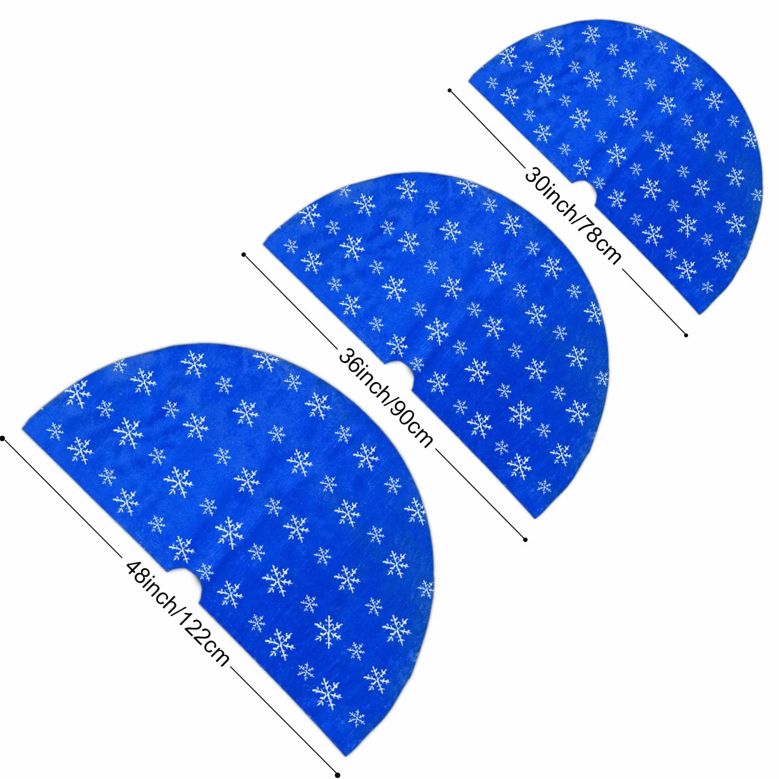 Jupe de Sapin de Noël Bleu Peluche 78cm avec Flocons de Neige Argent Paillettes Couvre-pied Tapis