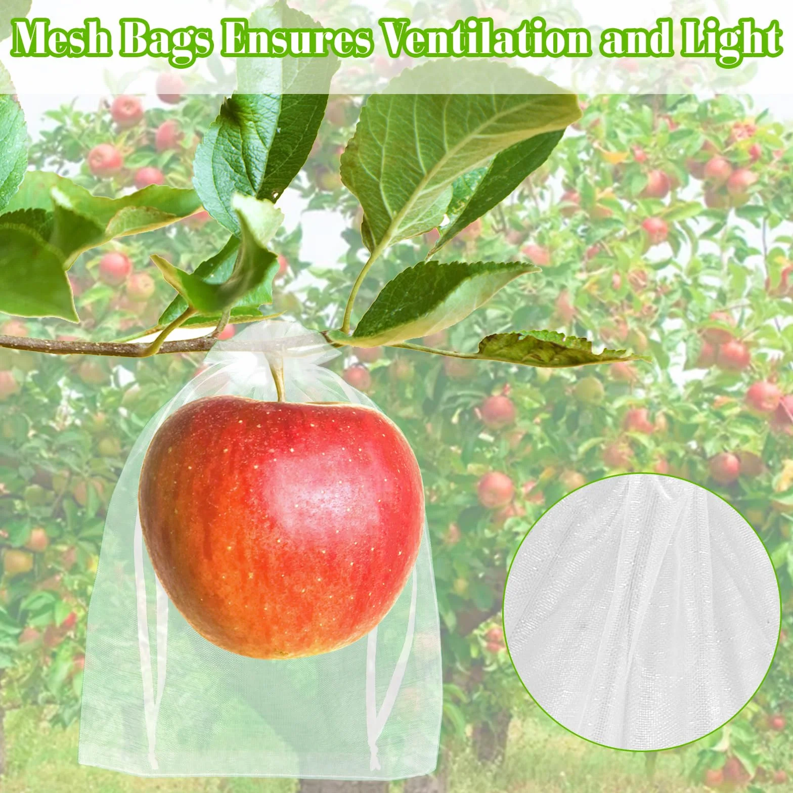 Sacs de protection réutilisables en maille avec cordon de serrage 15,2 x 20,3 cm blanc Lot de 60