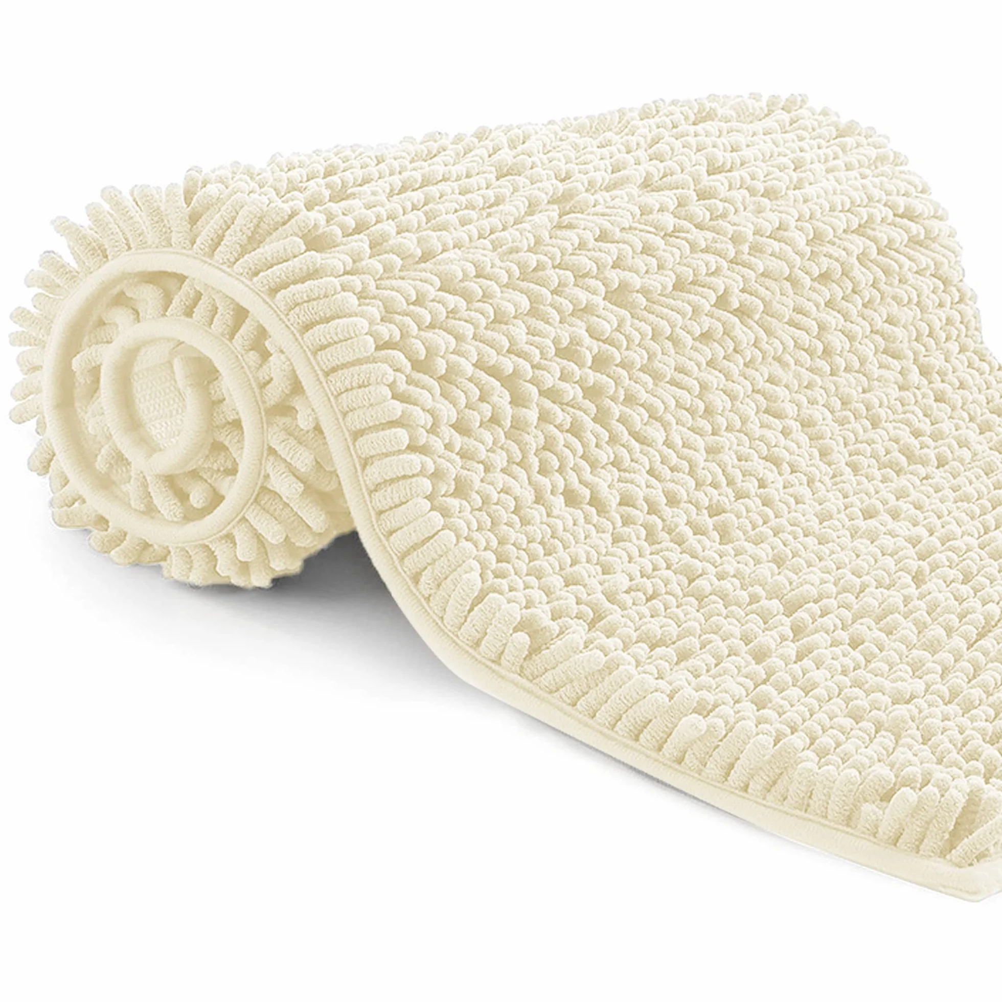 Tapis de Bain en Microfibre 40x60 cm Antidérapant Beige