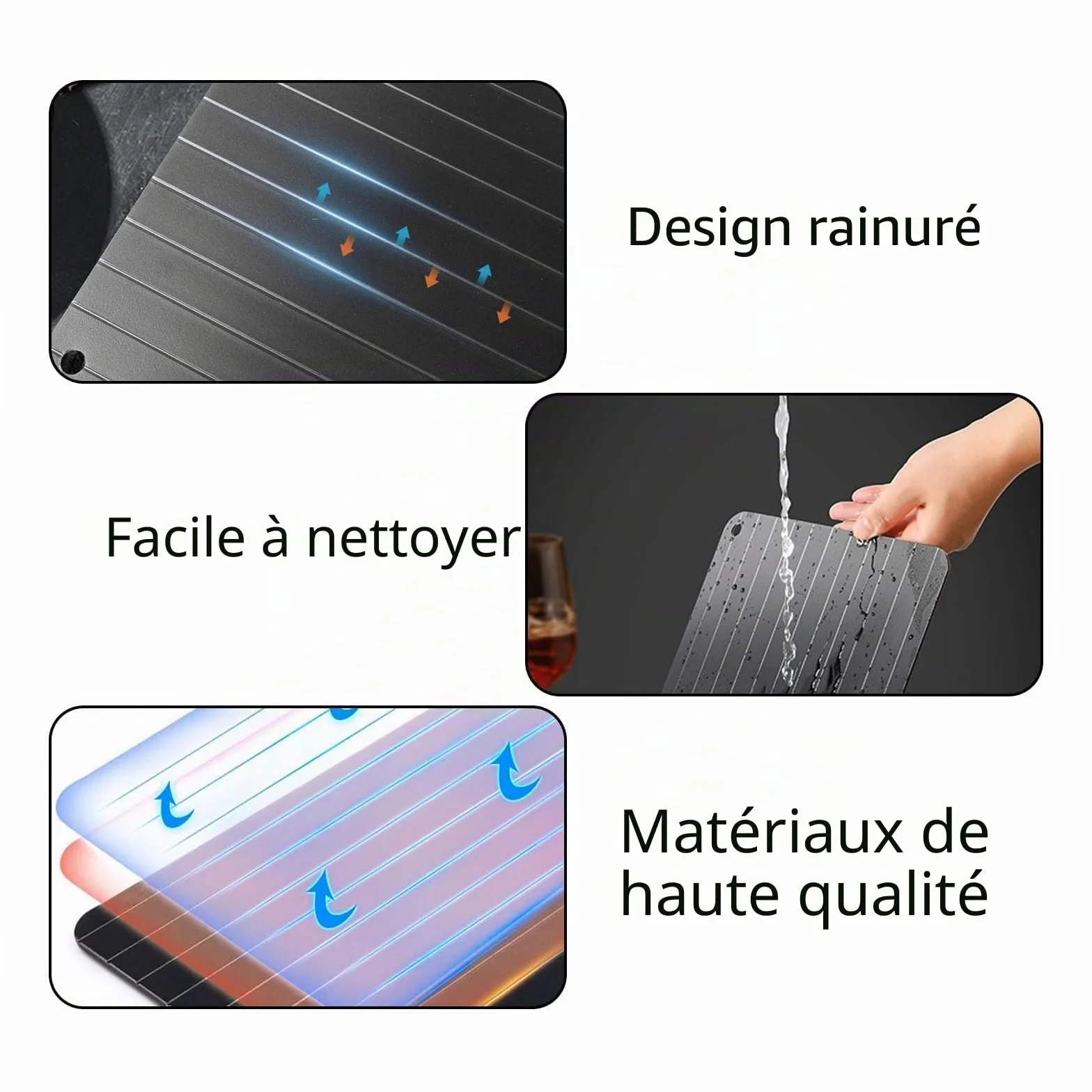 Plateau de Décongélation Rapide en Aluminium pour Viande Poisson Surgelés