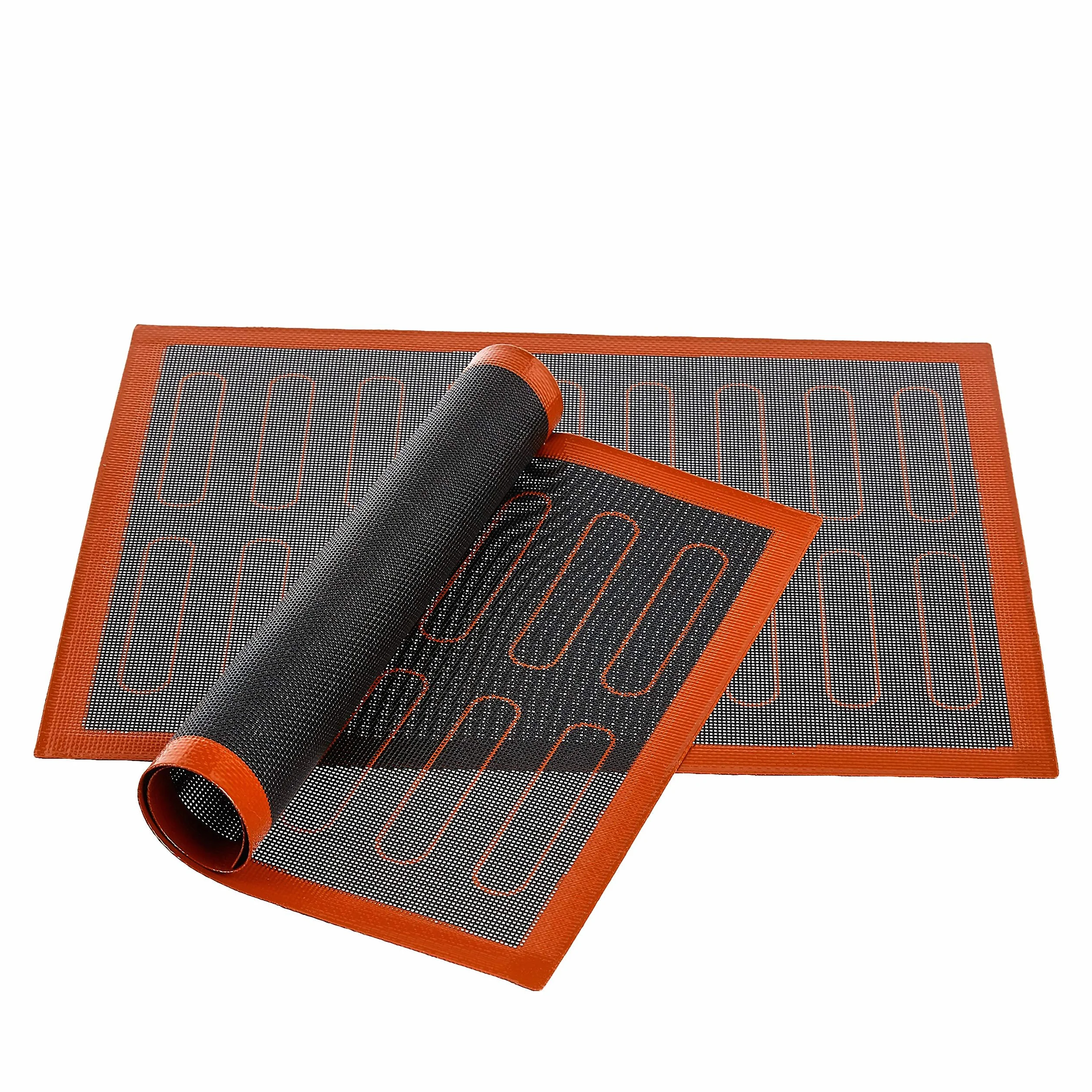 Amazon Basics Lot de 2 tapis de cuisson en silicone 40 x 30 cm anti-adhésif Noir/Rouge/Blanc