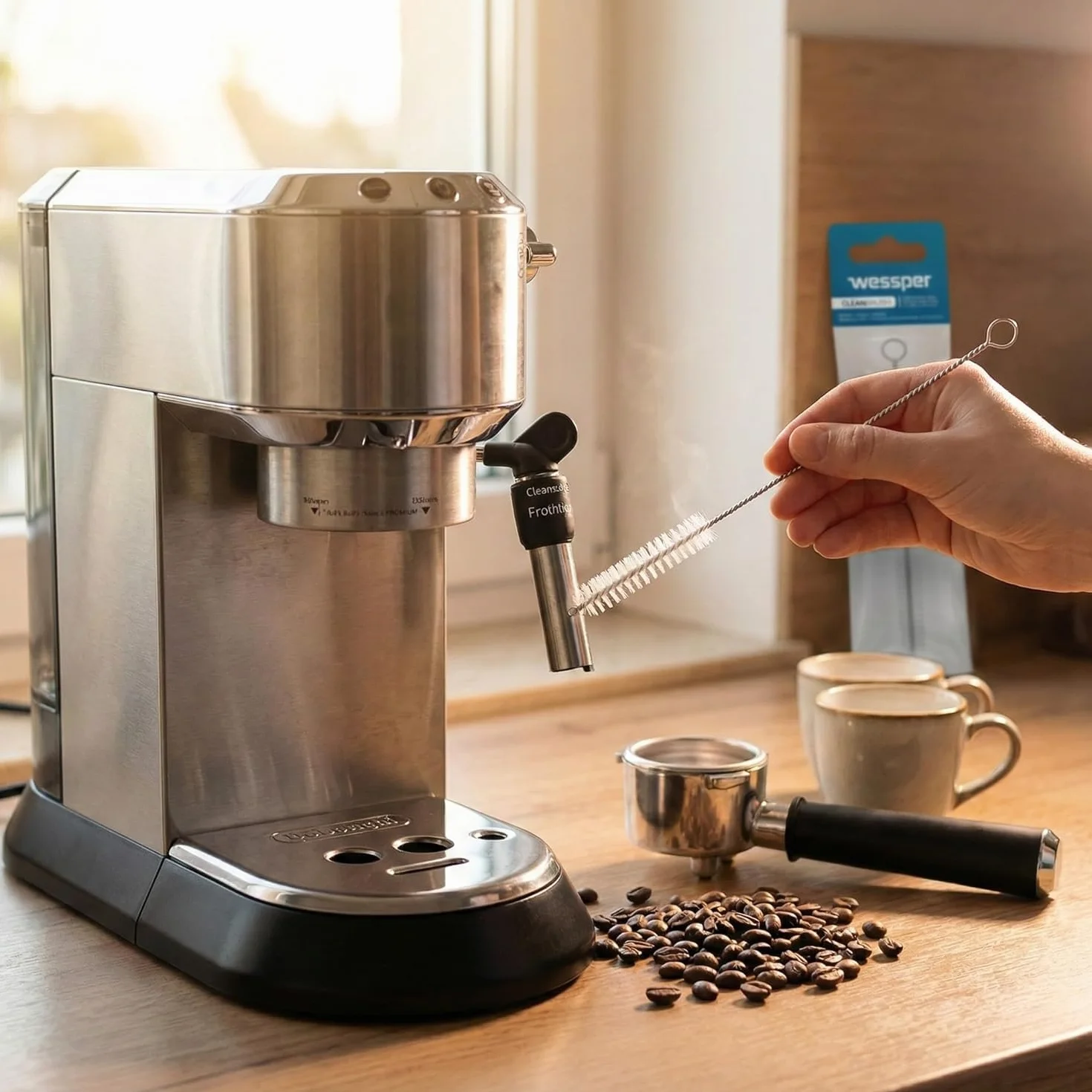 Aquafloow Filtre à eau compatible DeLonghi DLSC002 Détartrant EcoDecalk 500ml Kit entretien machine à café Magnifica S Evo Dinamica brosse nettoyage