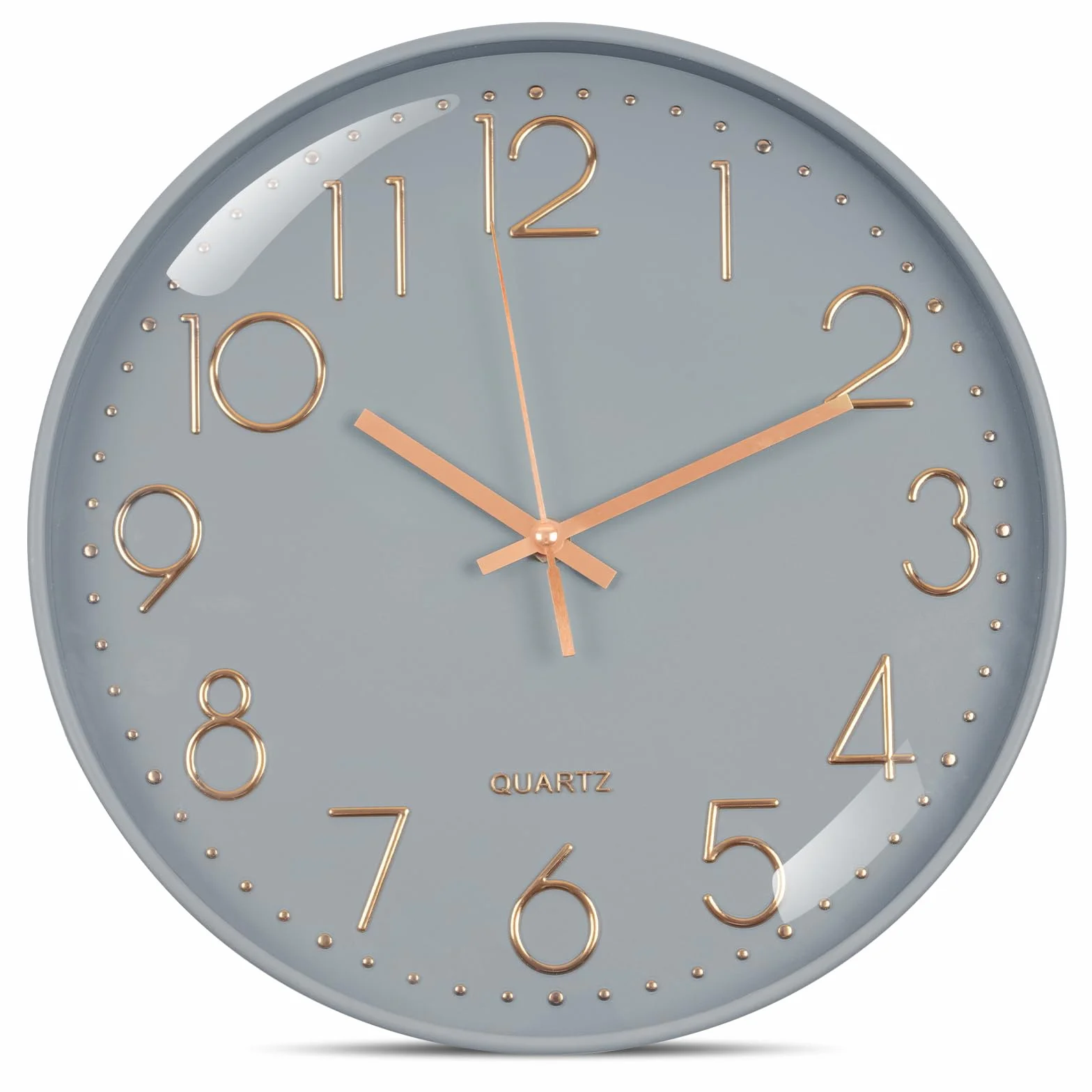Aolso 30CM Horloge Murale Design Moderne Silencieuse, Mouvement à Quartz, 12 Pouces Ronde, Salon Bureau Chambre (Cadre Gris Fond Gris)