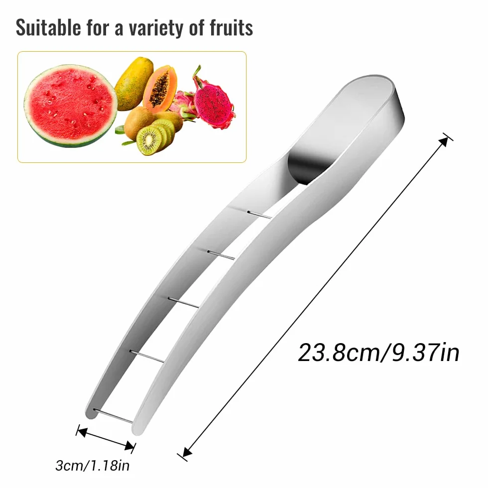 Couteau Pastèque Trancheur Coupe Acier Inoxydable Watermelon Cutter pour Cantaloup Papaye Fruit du Dragon