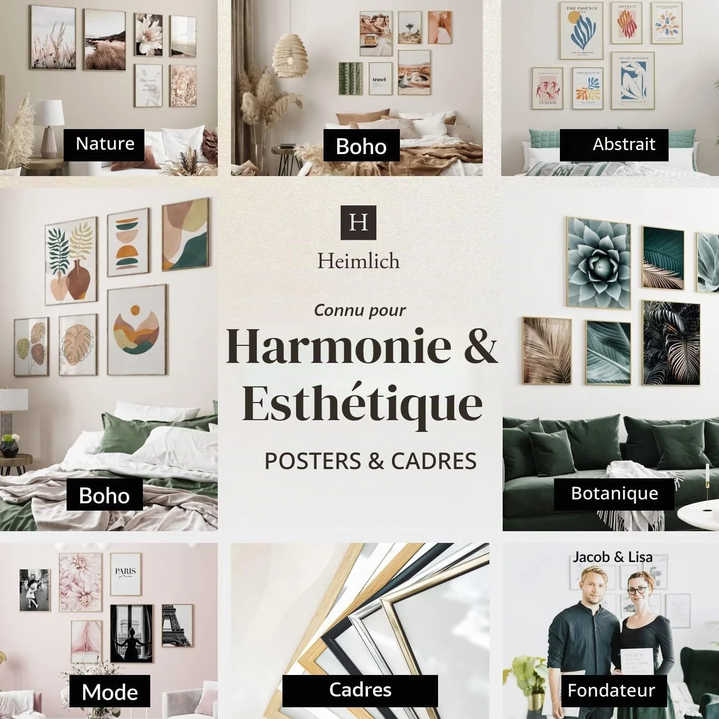 Heimlich Ensemble d'affiches 4x A3 30x42 cm 4x A4 21x30 cm Voyage végétal