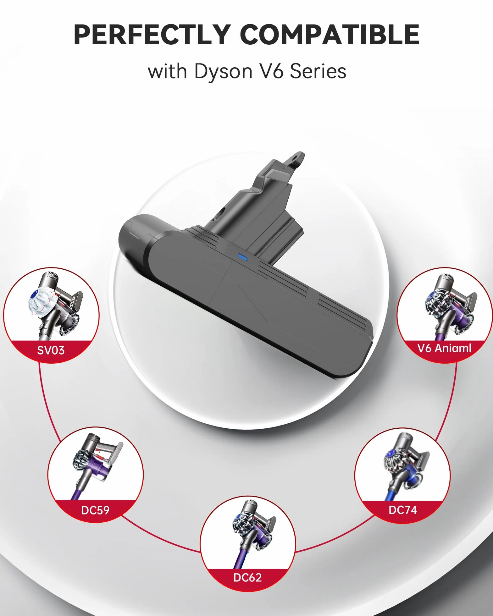 Morpilot 8000mAh Batterie pour Aspirateur Dyson V6 DC62 SV03