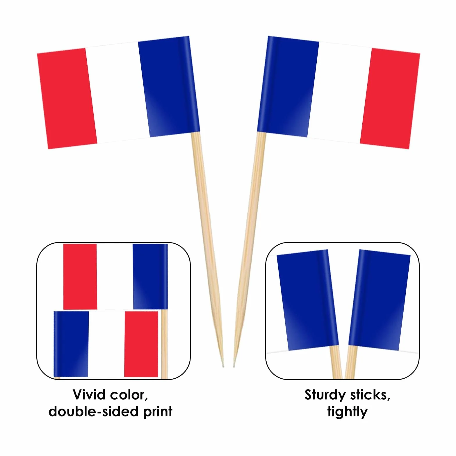 Drapeau Cure-dent France 100PCS Pic Francais Topper Coupe Décoration Jardin Bar Fête