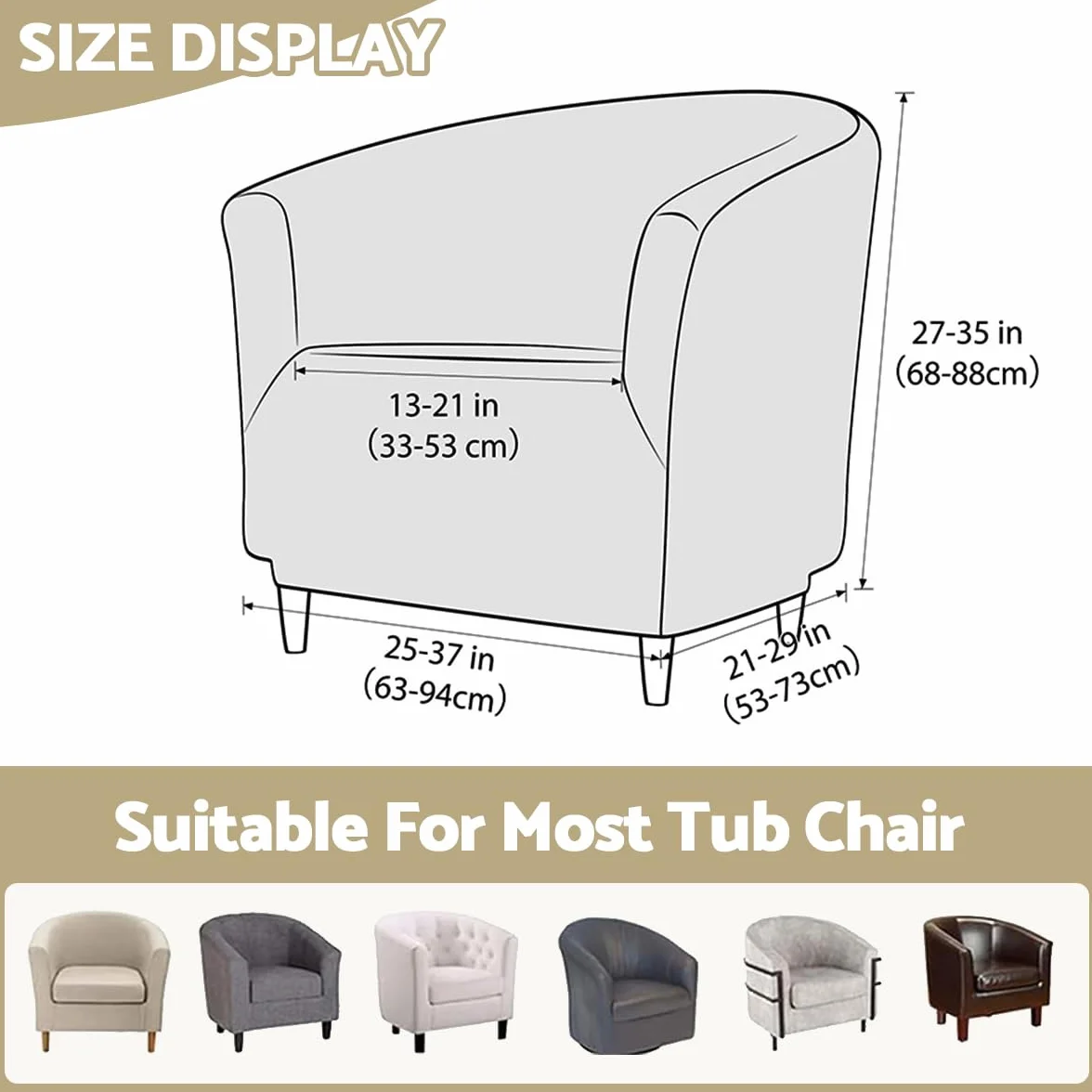 Housse de Fauteuil Cabriolet 1 Place Beige Chesterfield Jacquard Extensible Tub Chair pour Salon Café
