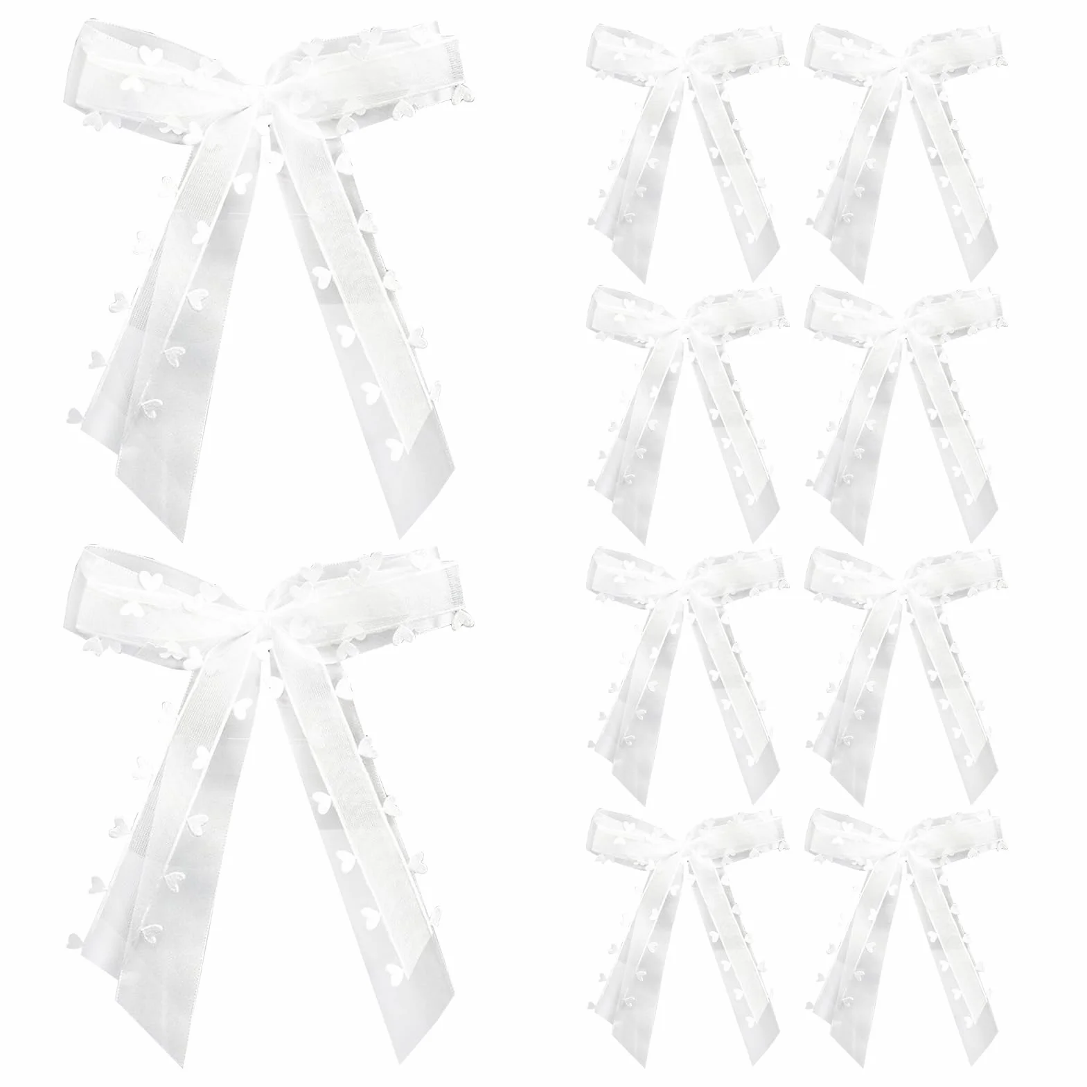 Noeud Voiture Mariage 10 Pièces Ruban Cœur Décoration Capot Portière Rétroviseur