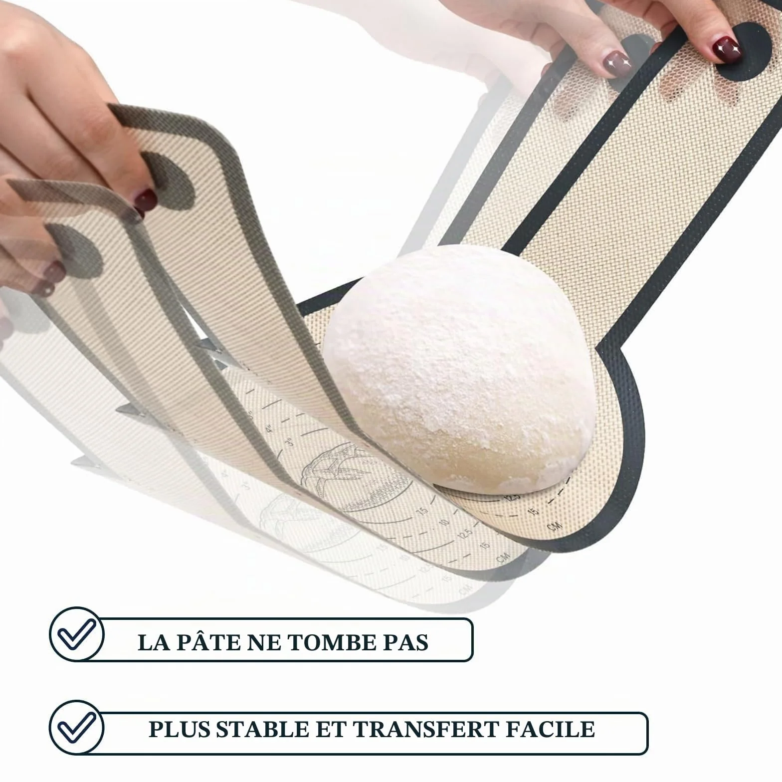 Tapis de Cuisson en Silicone pour Four Hollandais Lot de 2 Antiadhésif Réutilisable avec Poignées Anti-Brûlures Compatible Pizza Pain au Levain Rond Ovale