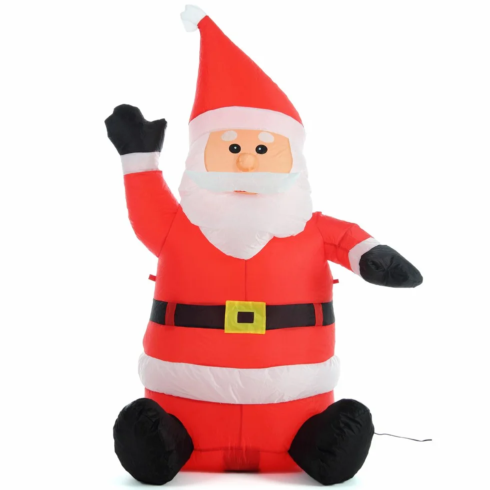 Père Noël gonflable BAKAJI 120 cm LED IP44 auto-gonflant avec kit de fixation