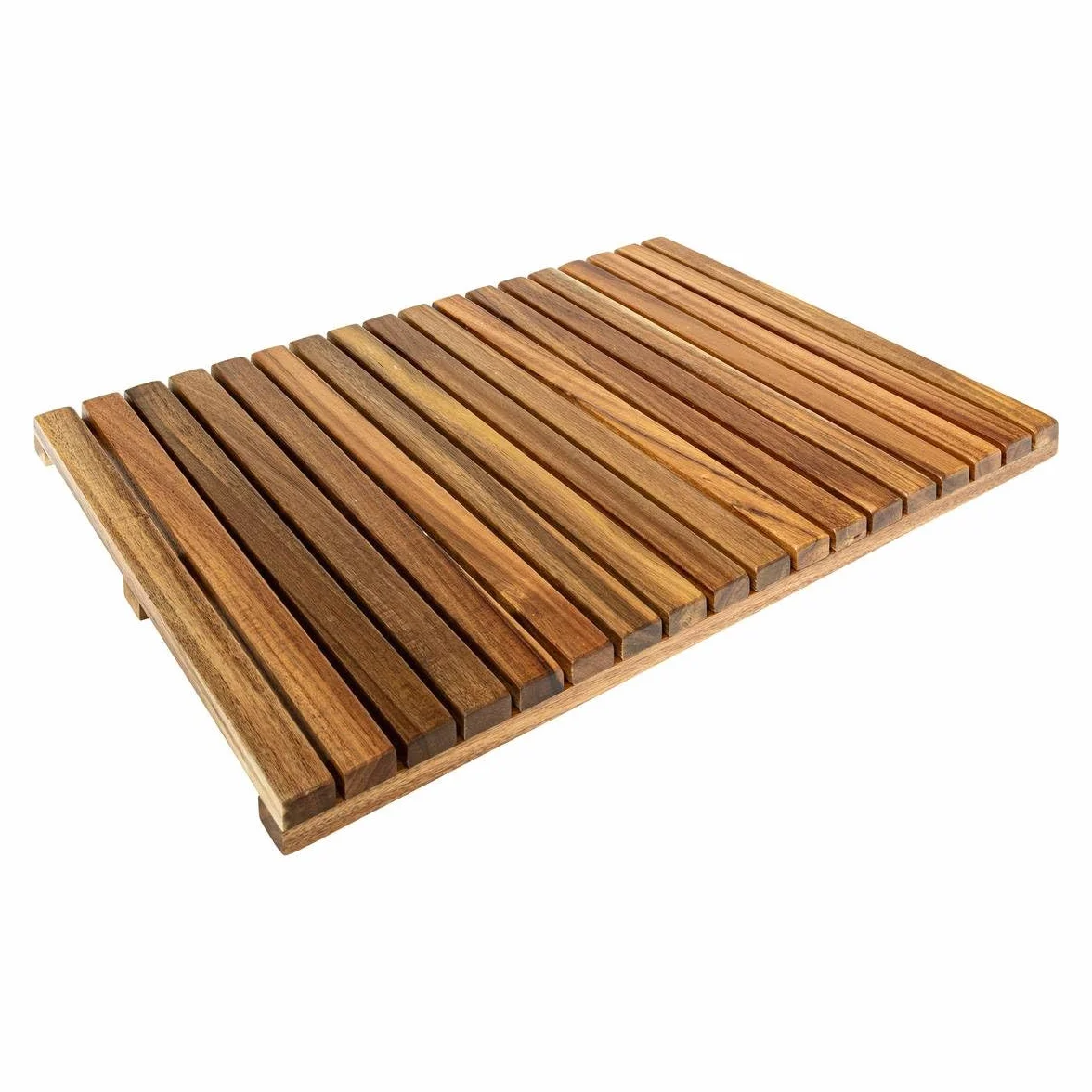 Tapis de Bain Caillebotis en Acacia 56x36cm Antidérapant Résistant à l'Humidité