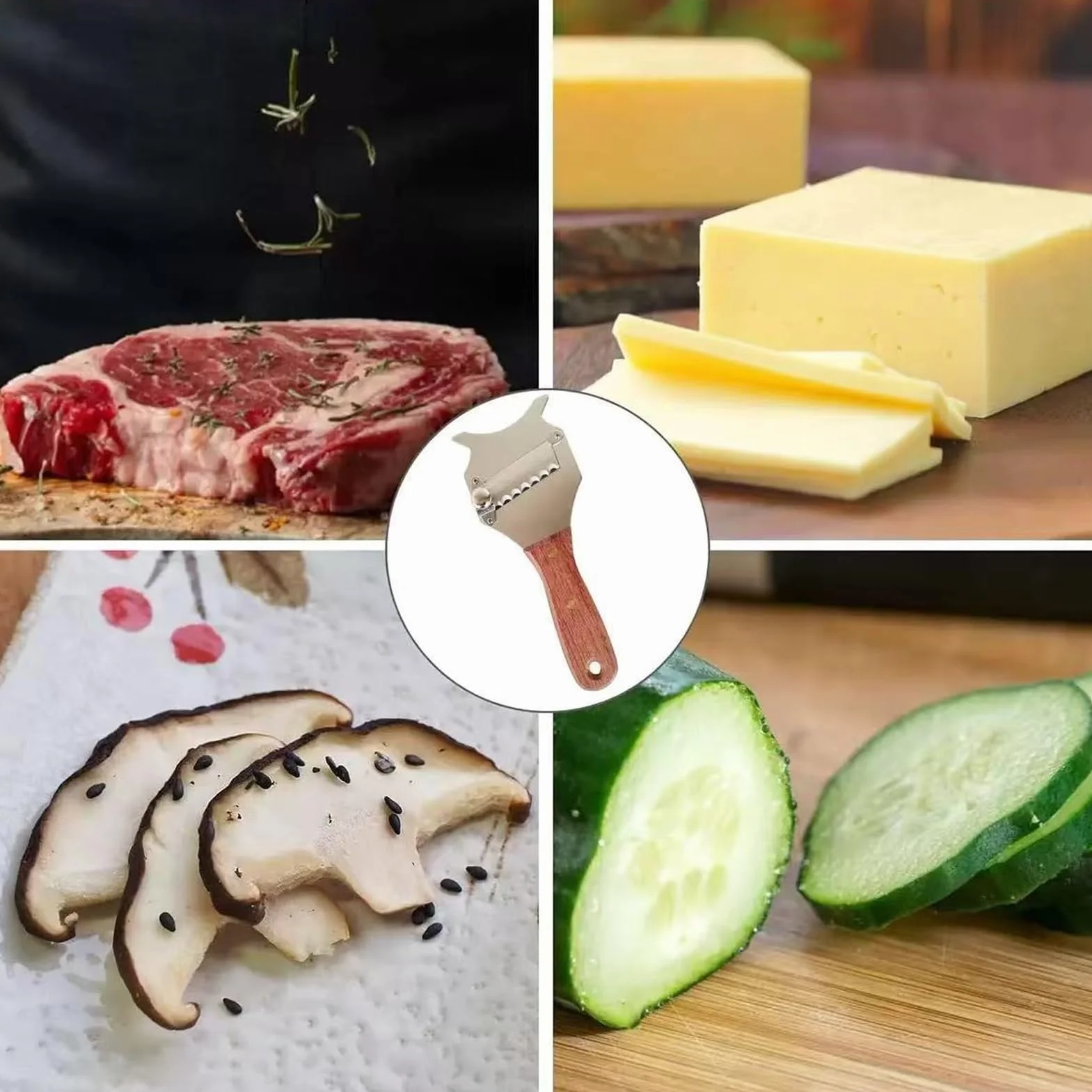 Coupe Truffe Trancheur Truffes Inox Poignée Bois Râpe Fromage Rasoir Eminceur