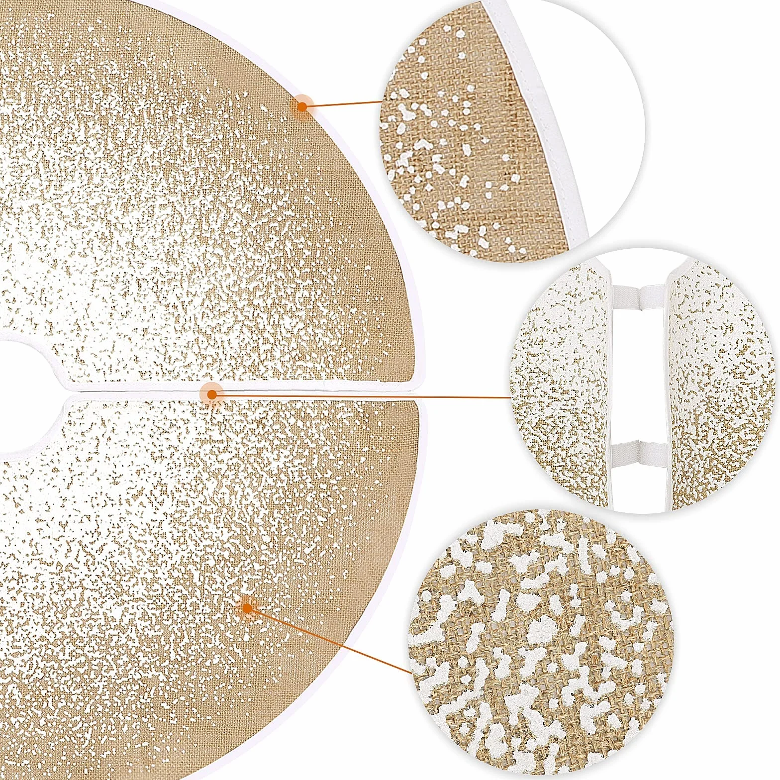 Jupe de sapin de Noël 75 cm toile de jute paillettes blanches flocons de neige N&T NIETING
