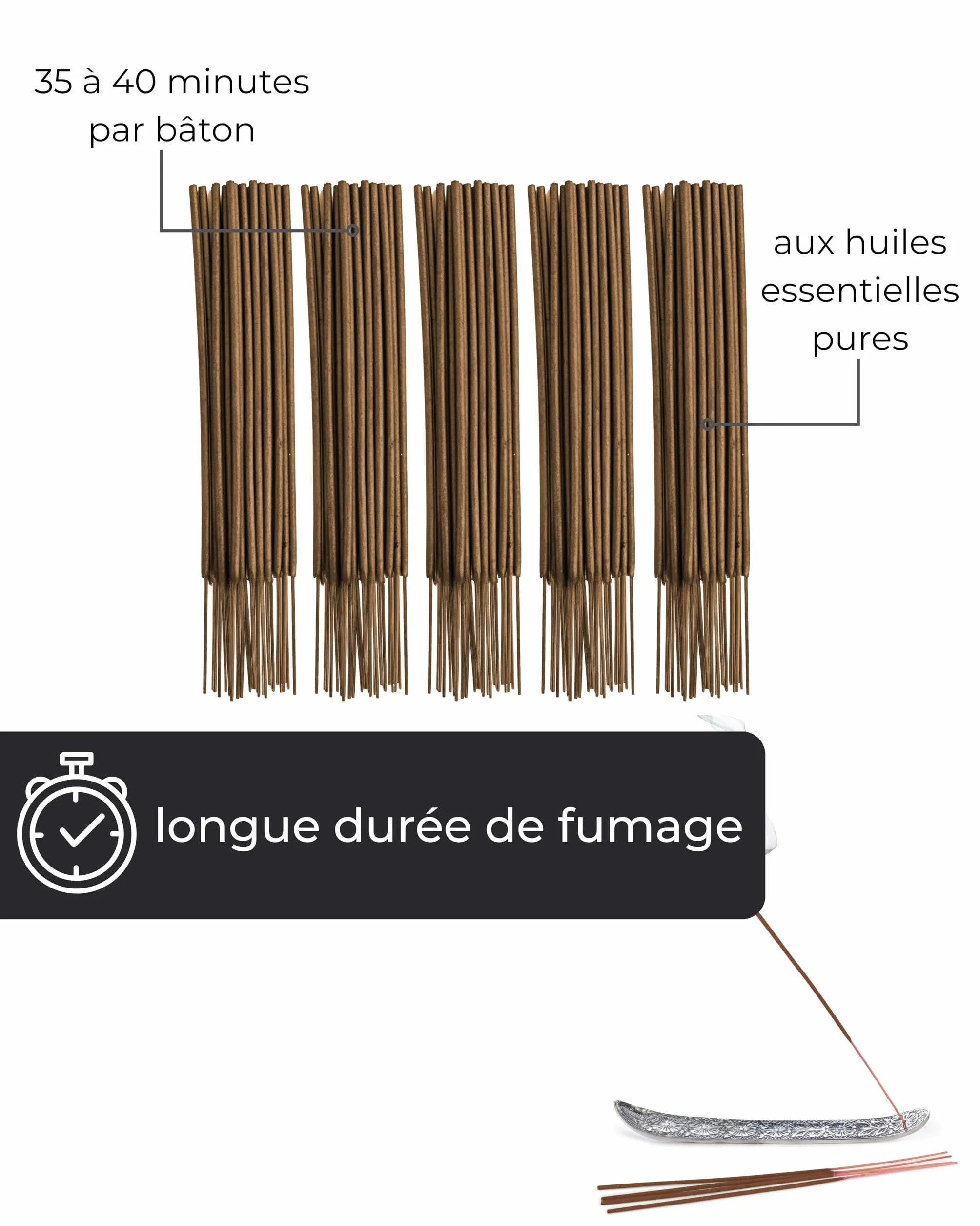 Incensera Encens Lavande 100 Batonnets Naturels Relaxants – Baton Naturel Non Toxique pour Sommeil Méditation Yoga
