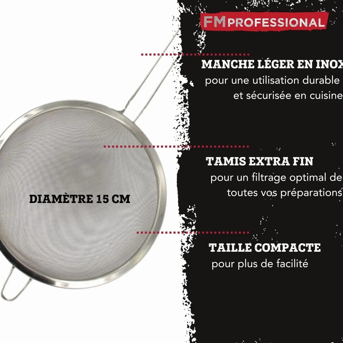 Passoire inox 15 cm x 11 cm Tamis chinois Acier inoxydable Argent