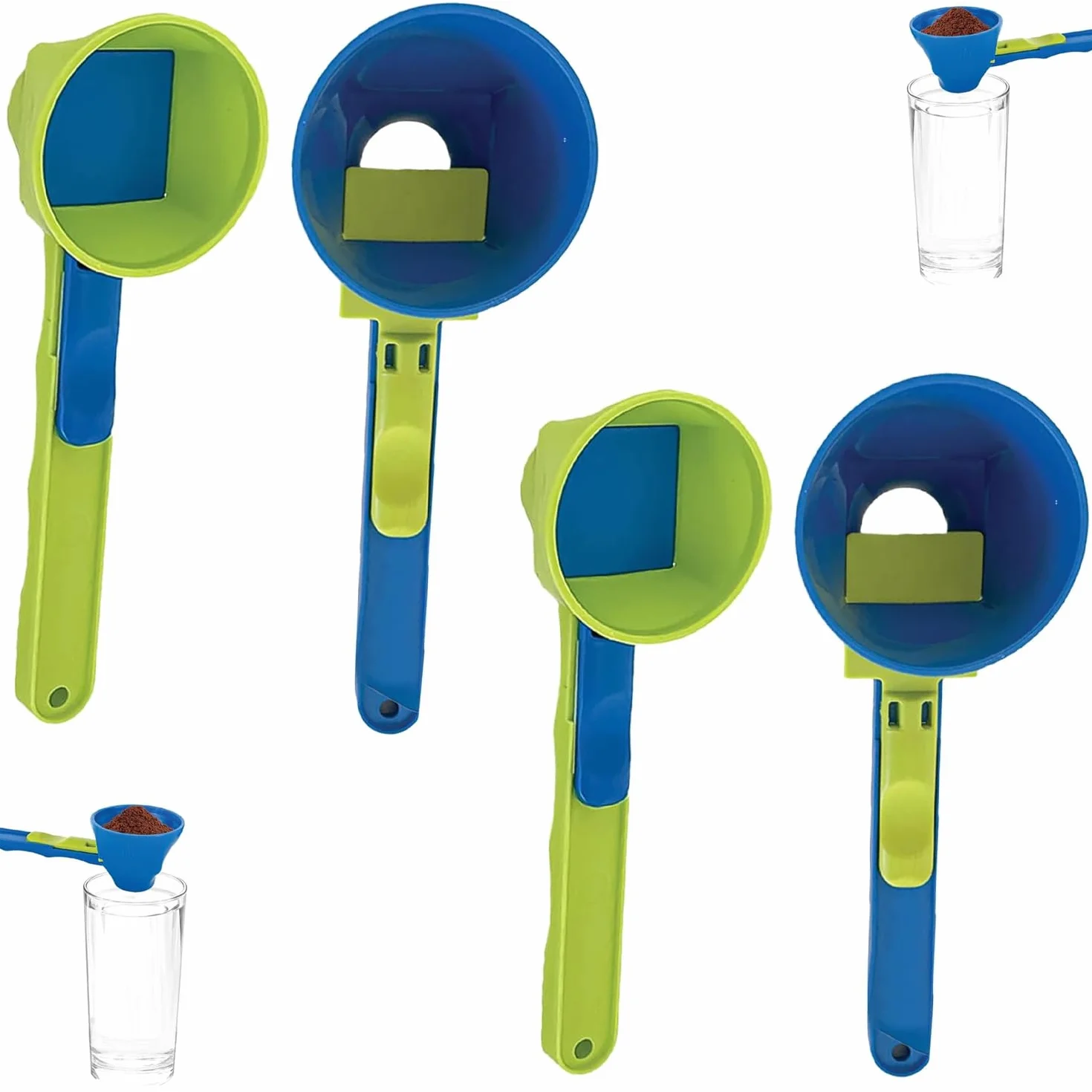 Cuillère à mesurer avec entonnoir, grande cuillère doseuse portable poignée coulissante pour bouteille