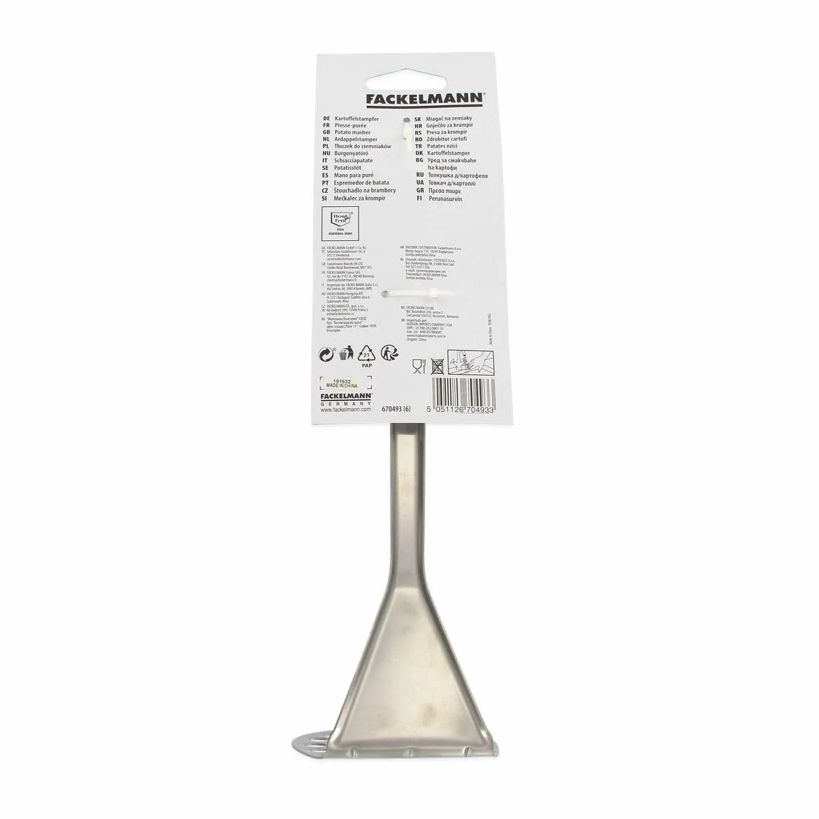Fackelmann Presse purée manuel Acier inoxydable Argenté 25,5 x 8,3 x 8 cm