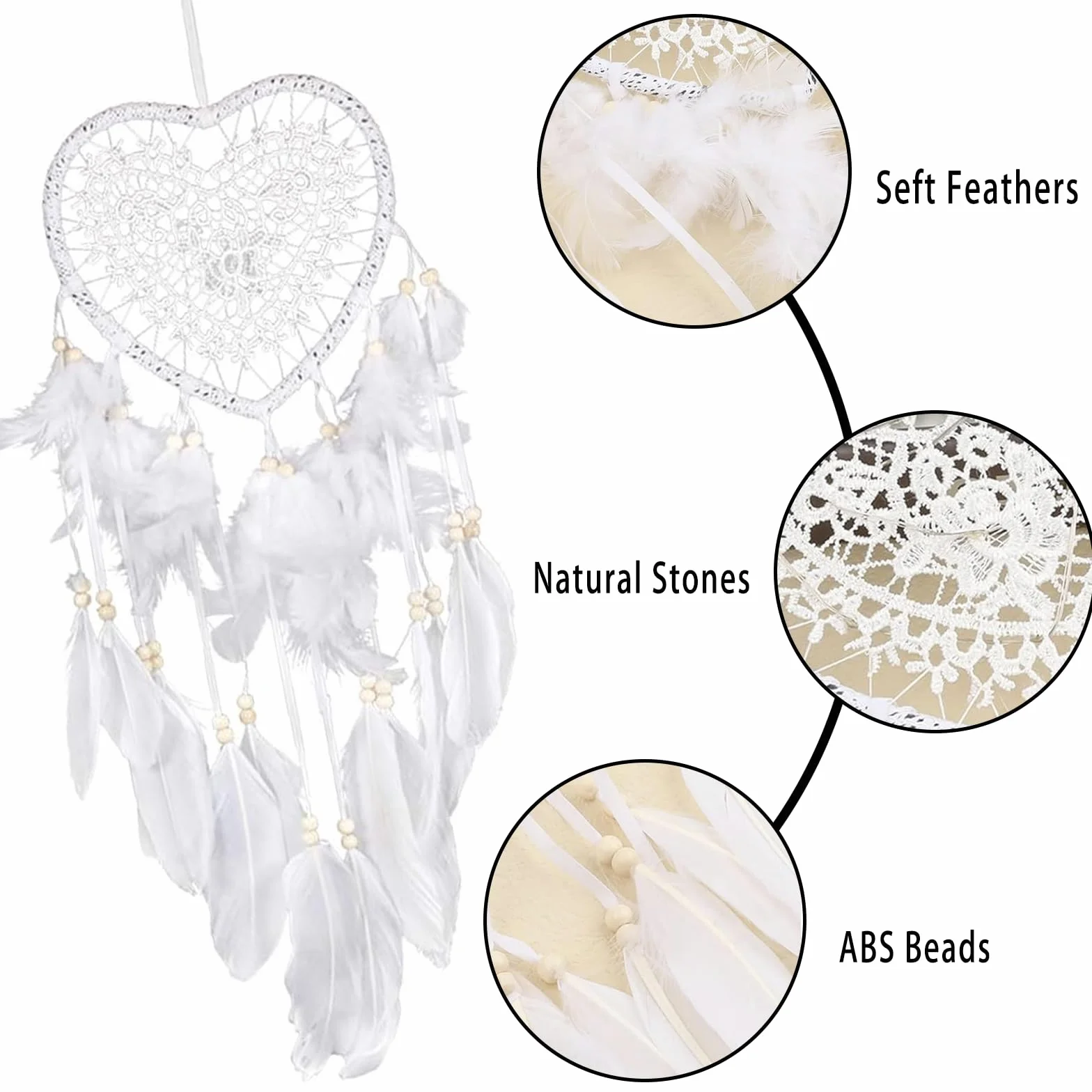 Attrape Rêves Cœur Creusé LED Fait à la Main pour Filles Décoration Chambre Mariage