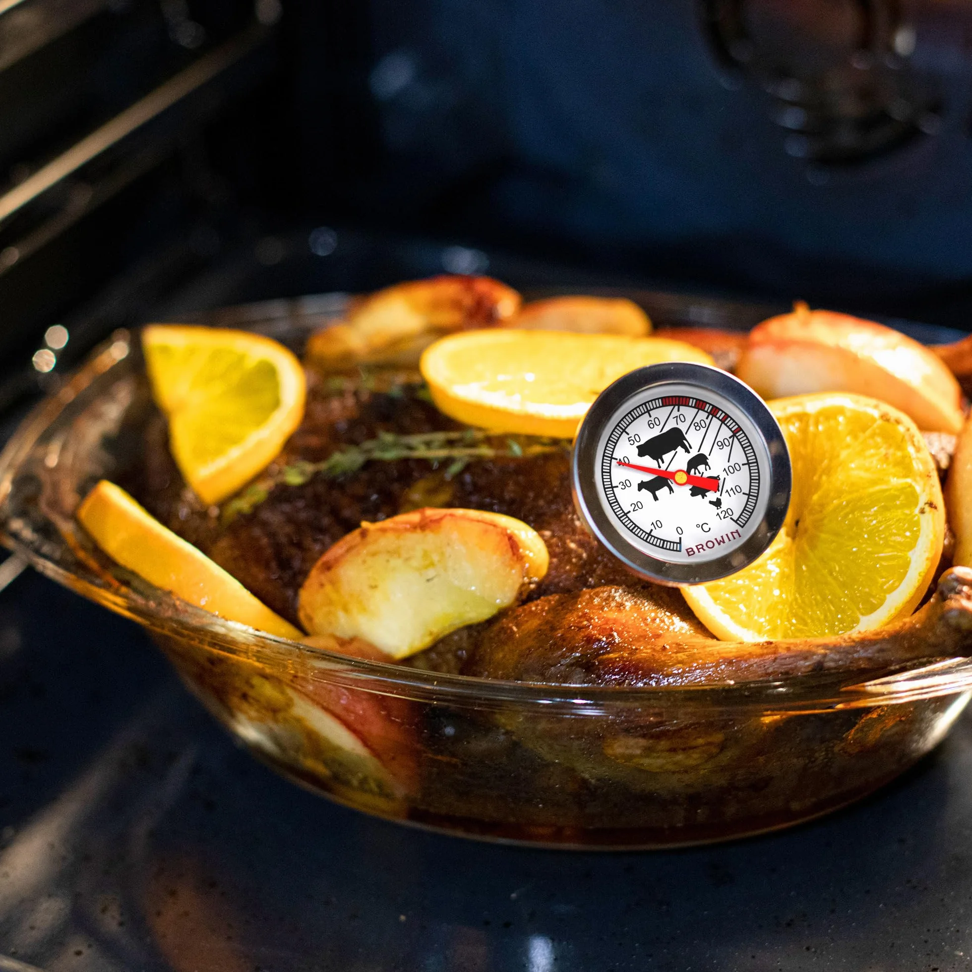 Browin Thermomètre de Cuisson en Acier Inoxydable 0-120°C