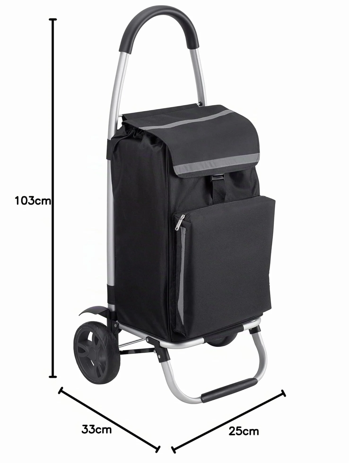 Chariot de Courses Meister 56 Litres Roues Larges Compartiment Réfrigérant Sac Amovible Pliable