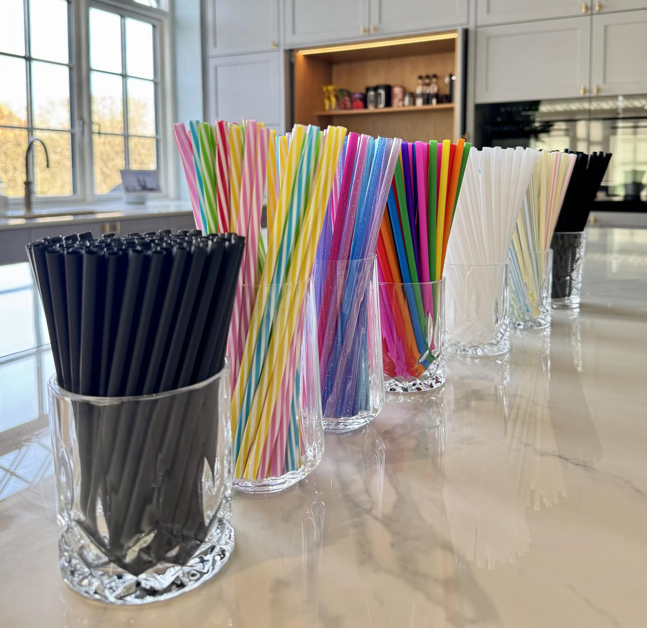 Pailles Réutilisables Colorées 21 cm 6 mm pour Cocktails Lait Jus Thé