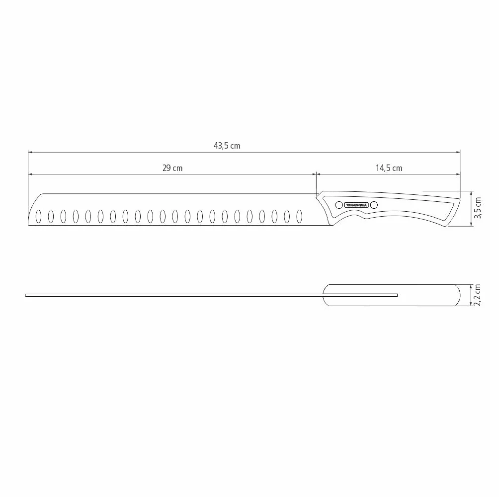 Tramontina Couteau à jambon 29cm inox bois