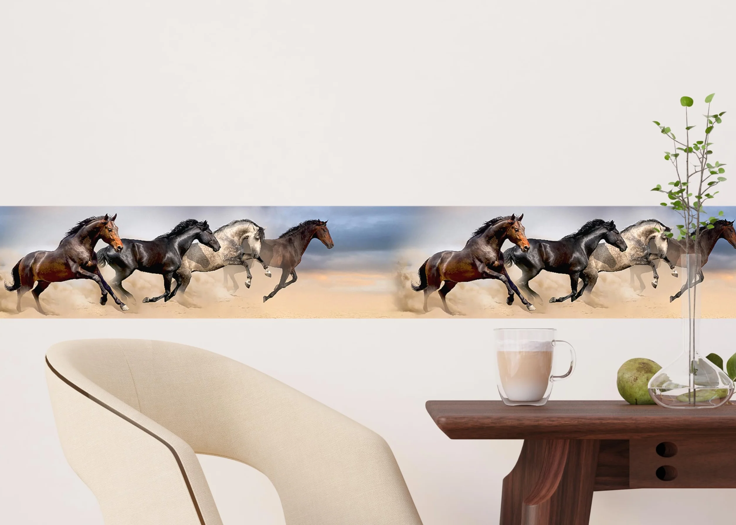 Sticker Mural Frise Autocollante Chevaux AG Design 0,14 x 5 m