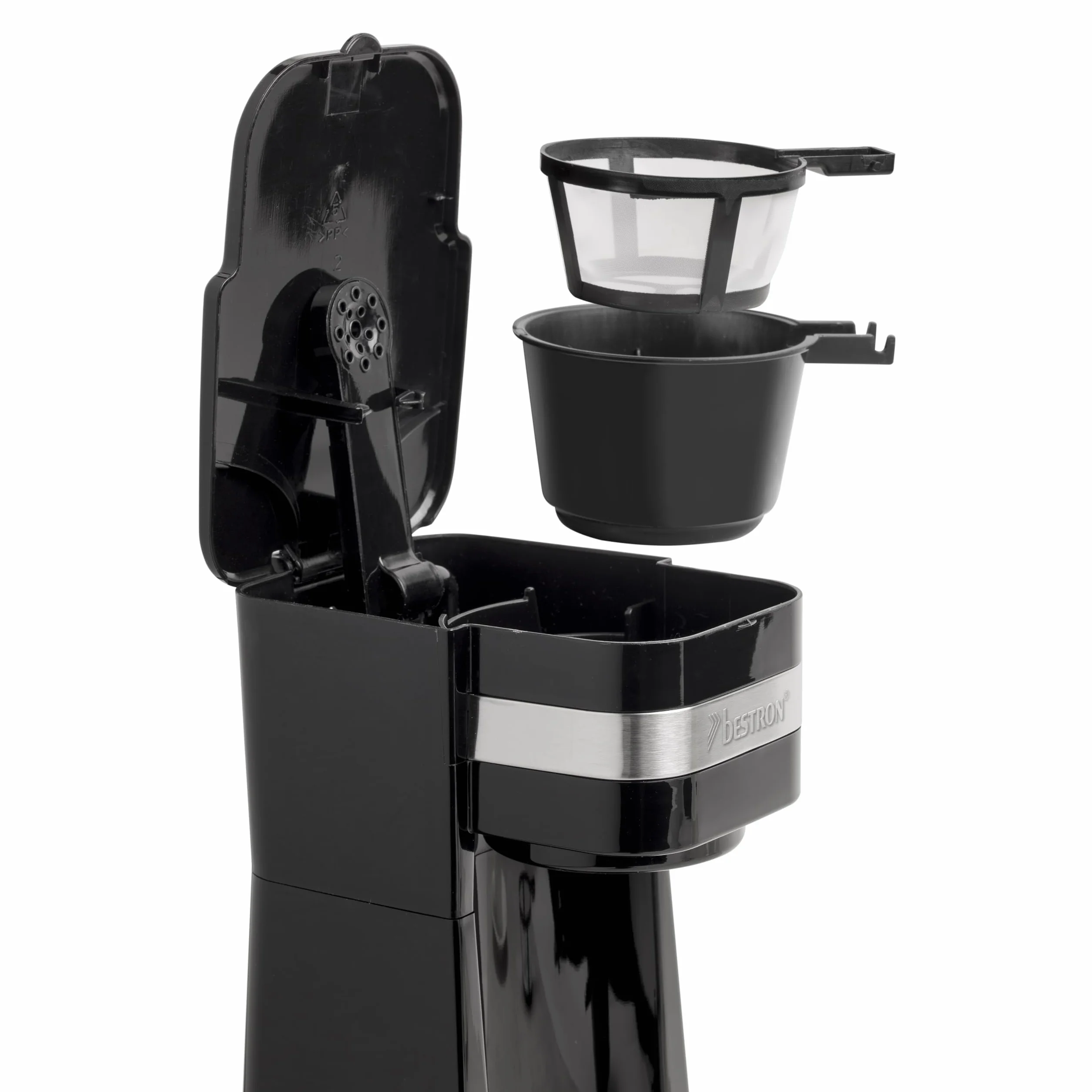 Bestron Cafetière avec tasse isotherme, Machine à café 750 W, Argent