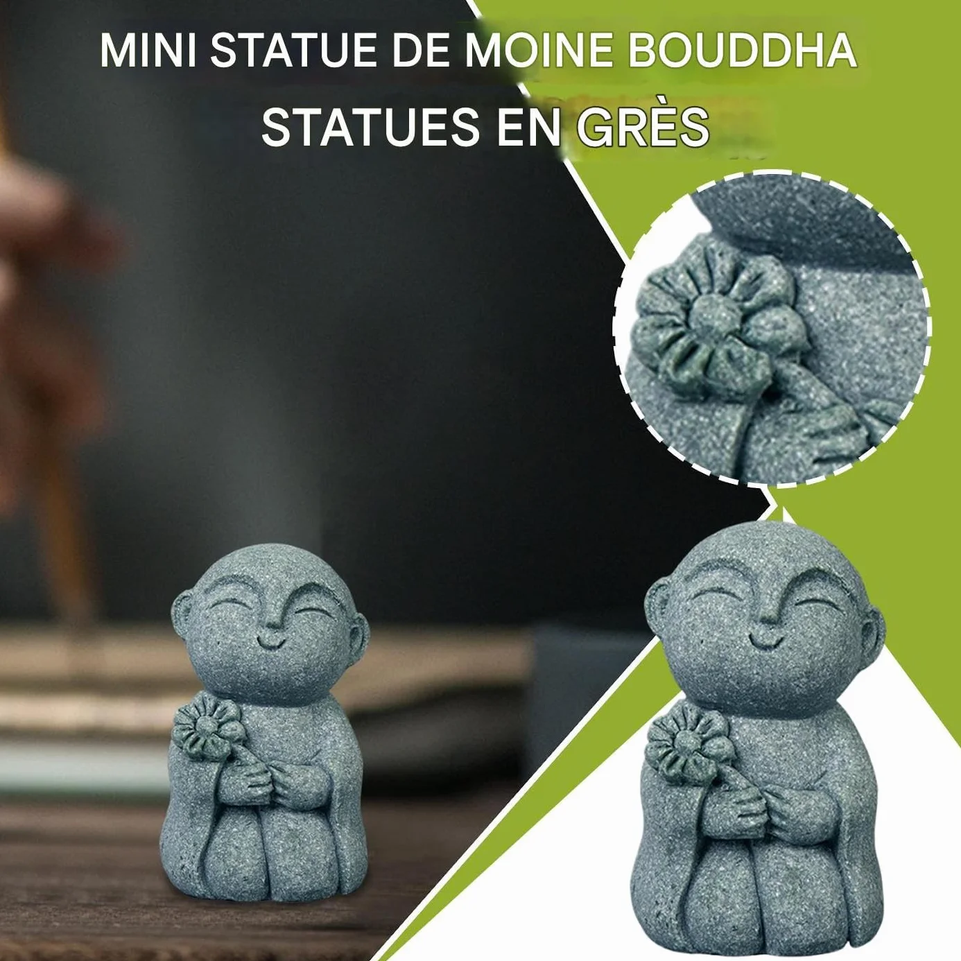 Figurines de Bouddha en Pierre pour Jardin, Sculpture Bouddhiste Spirituelle